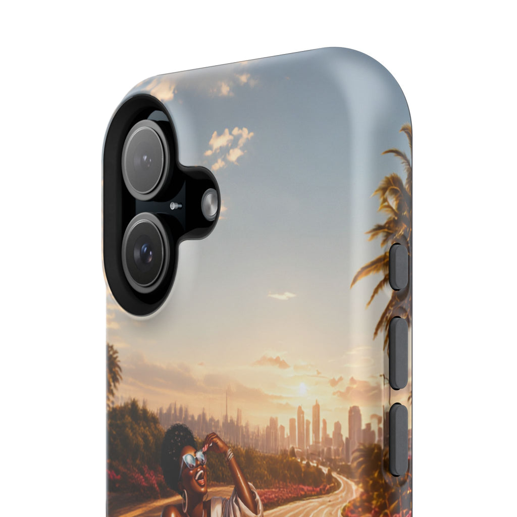 Phone Case - 'Retail Therapy' Magnetic Impact-Resistant Case, Sunset Shopping Design