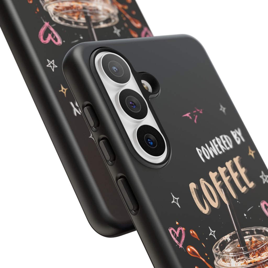 Phone Case — "Powered by Coffee & Chaos" Iced Coffee Protective Cover