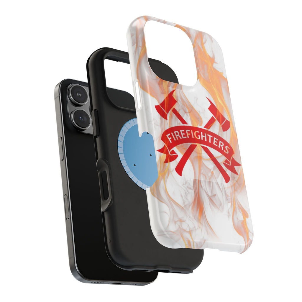 Firefighters Magnetic Impact-Resistant Phone Case — Flame Design with Maltese Cross