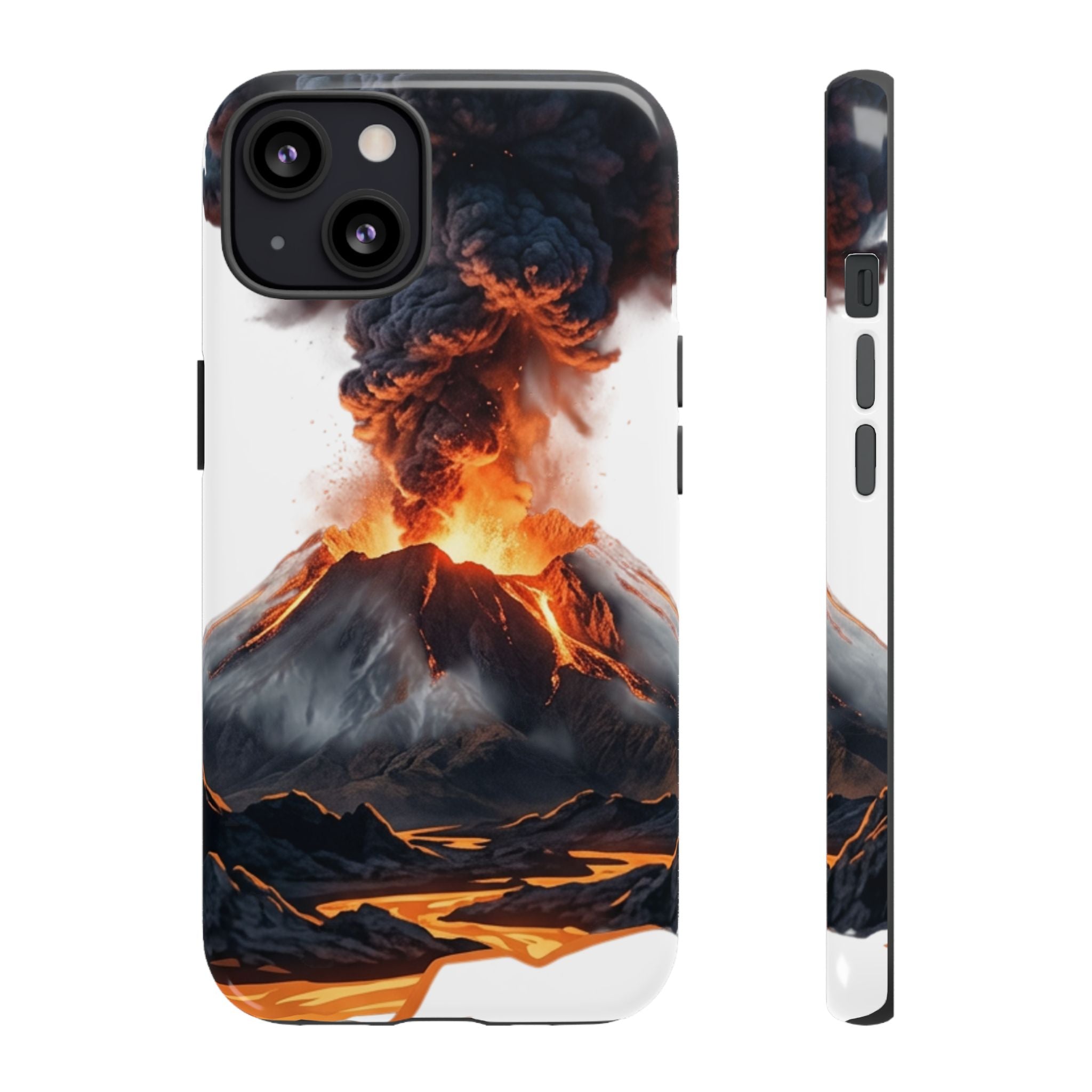 Volcano Eruption Tough Phone Case — Fiery Lava Protective Cover