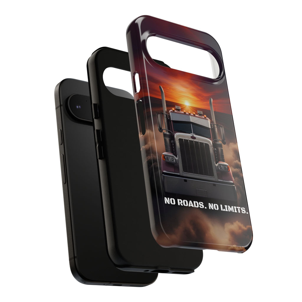 Truck Phone Case — "No Roads. No Limits." Sunset Semi Truck Protective Case