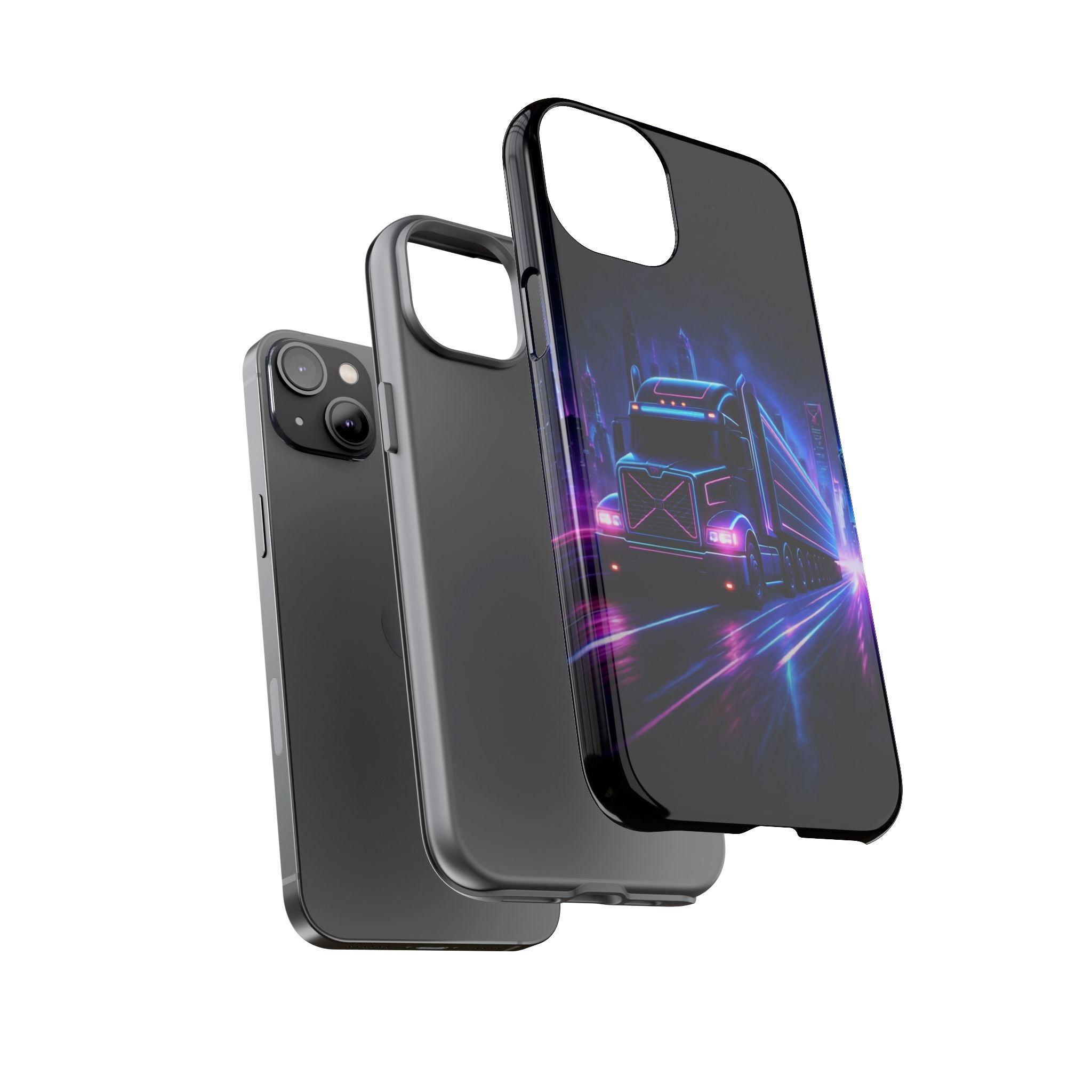Neon Retro Rig Phone Case — Trucker Semi Truck Nightscape Protective Case