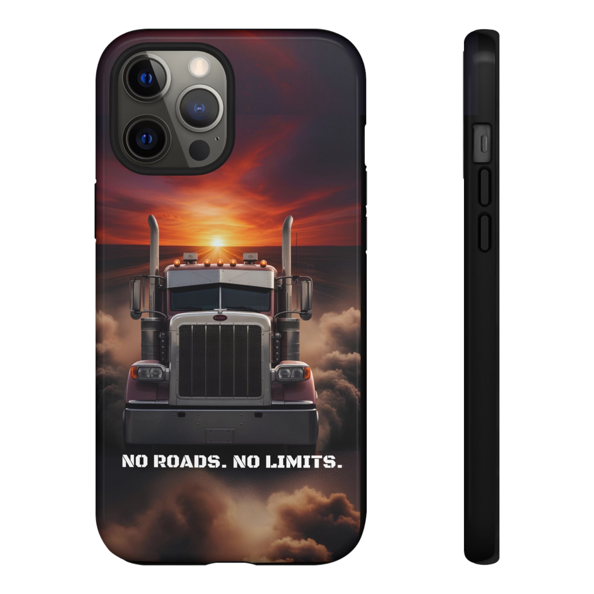 Truck Phone Case — "No Roads. No Limits." Sunset Semi Truck Protective Case