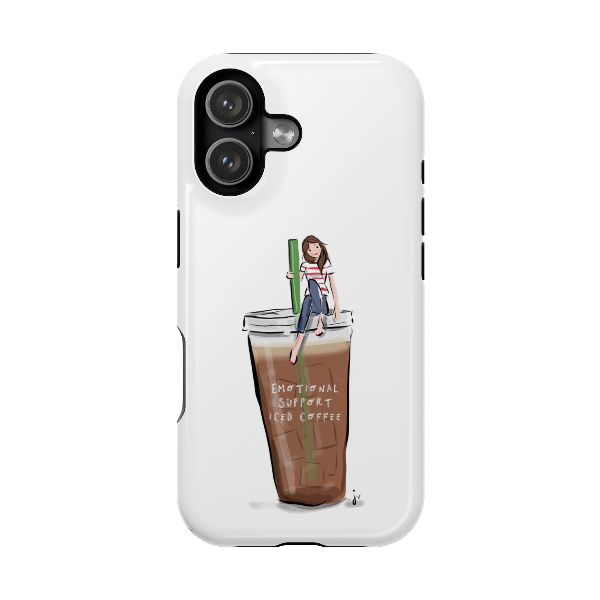 Iced Coffee & Me Phone Case — Cute Illustration 'Emotional Support Iced Coffee' Impact-Resistant Case