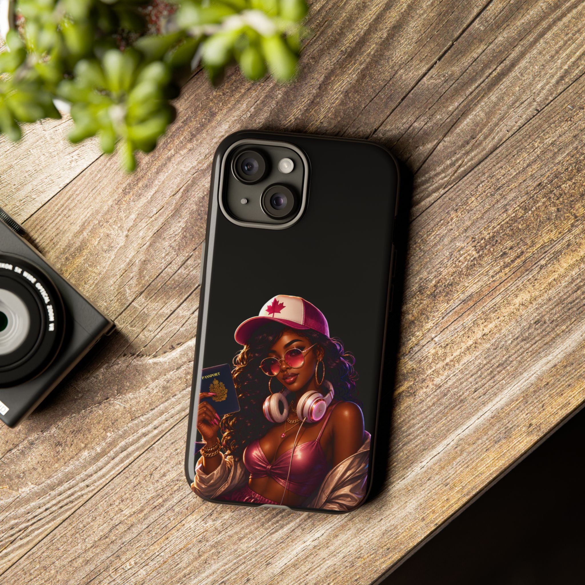 Phone Case — Stylish Urban Woman Design with Maple Cap