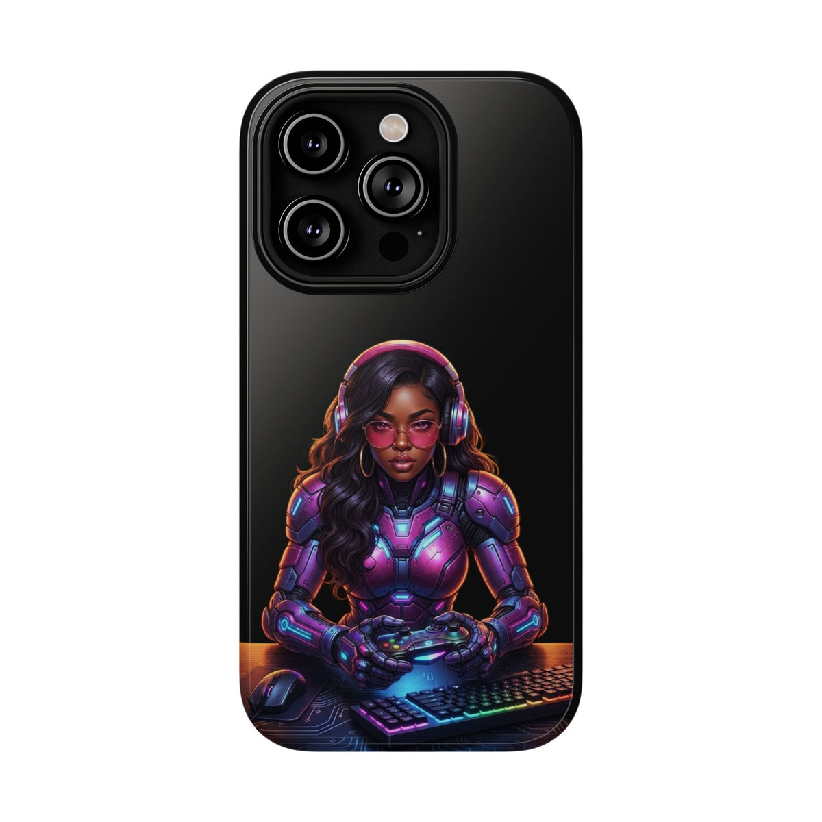 Gamer Girl Cyber Armor Phone Case — Impact‑Resistant Protective Cover
