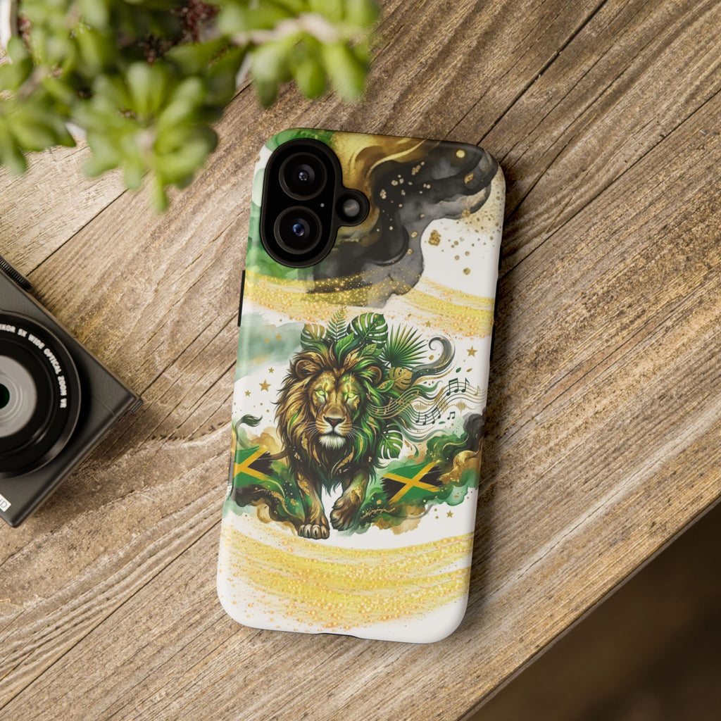 Reggae Lion Phone Case — Jamaican Flag Rasta Art Tough Phone Cover