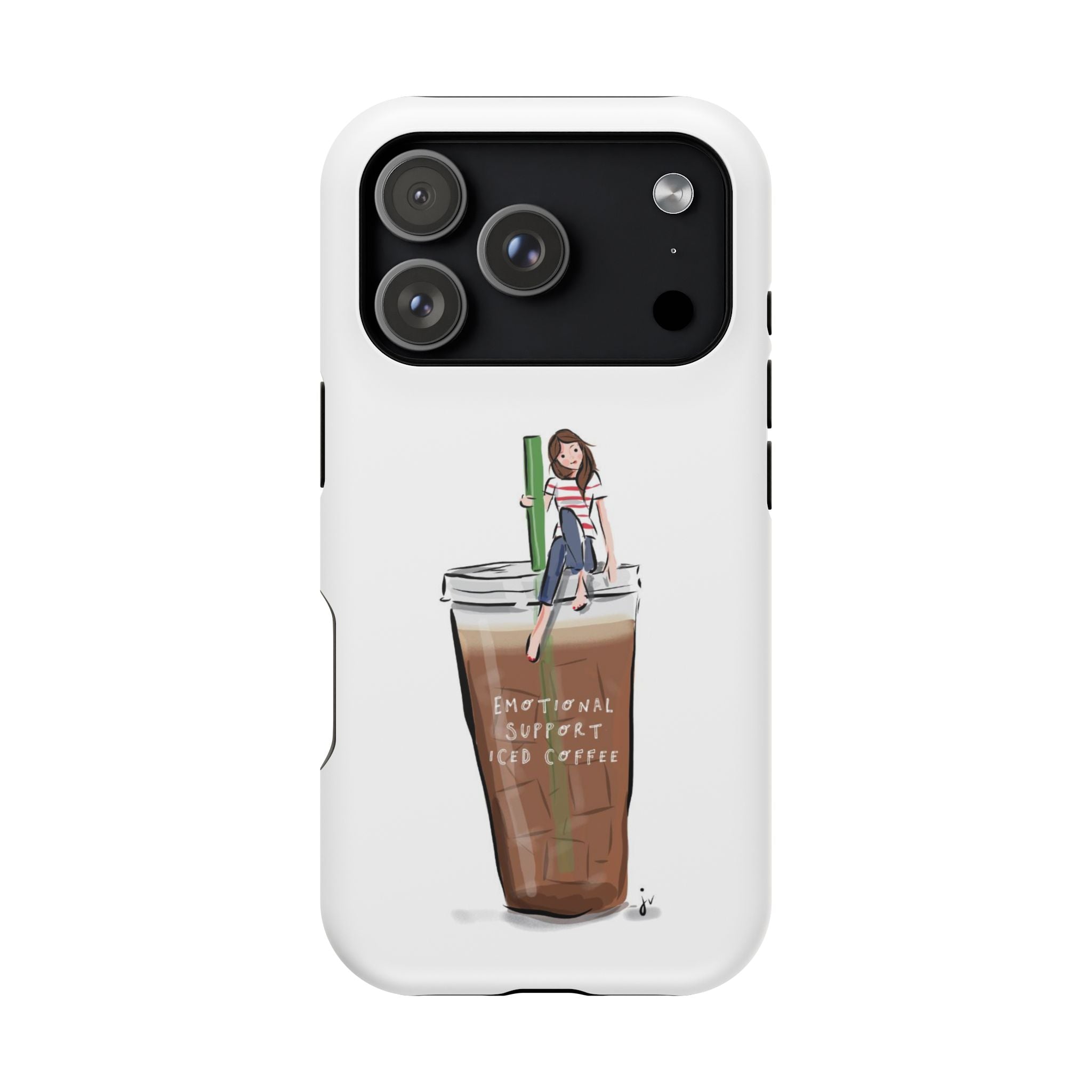 Iced Coffee & Me Phone Case — Cute Illustration 'Emotional Support Iced Coffee' Impact-Resistant Case