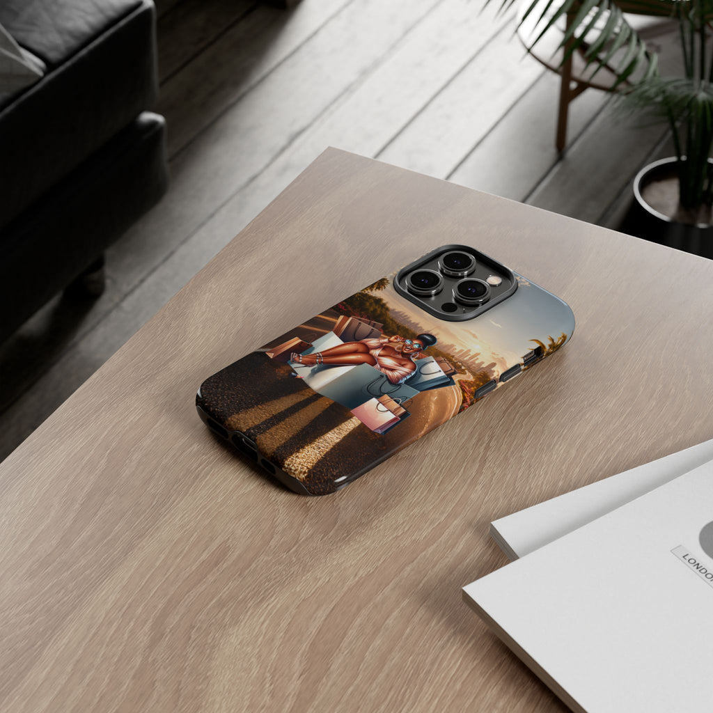 Phone Case — Chic Shopper Illustration on Cloud Background