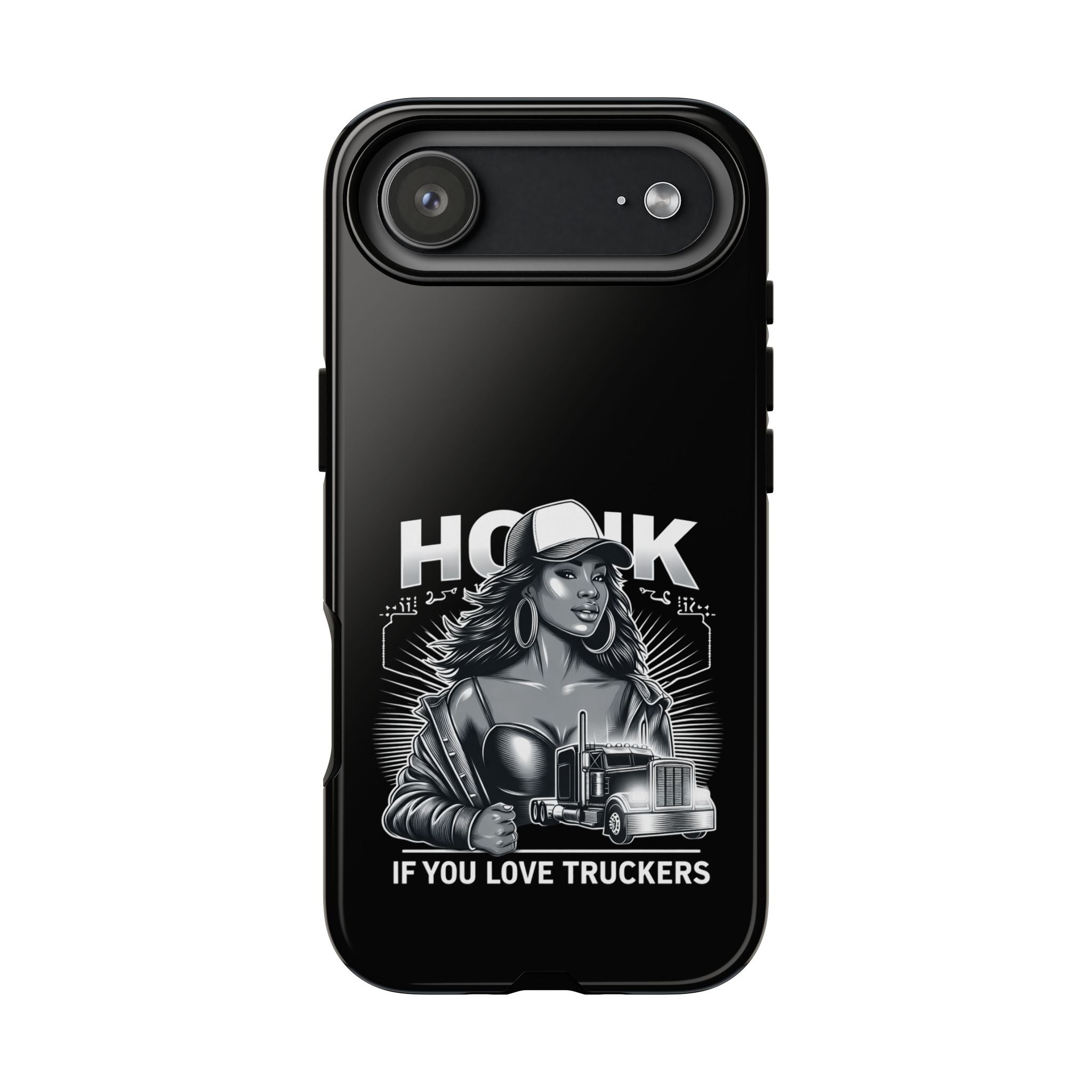 Phone Case — 'Honk' Trucker Girl Retro Semi Truck Protective Case