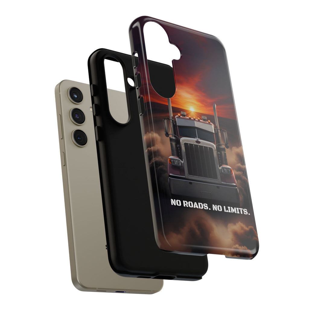 Truck Phone Case — "No Roads. No Limits." Sunset Semi Truck Protective Case
