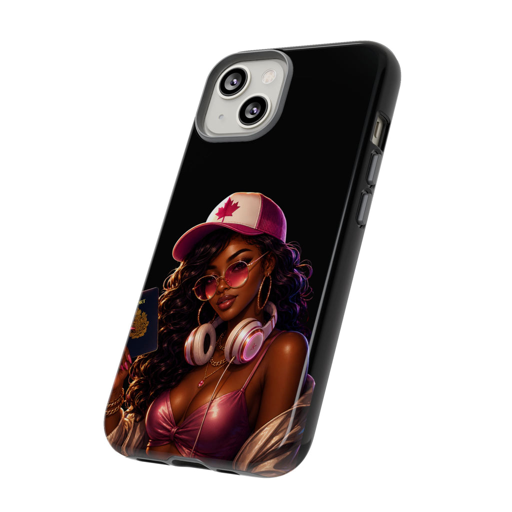 Phone Case - Cool Urban Woman with Headphones & Maple Hat