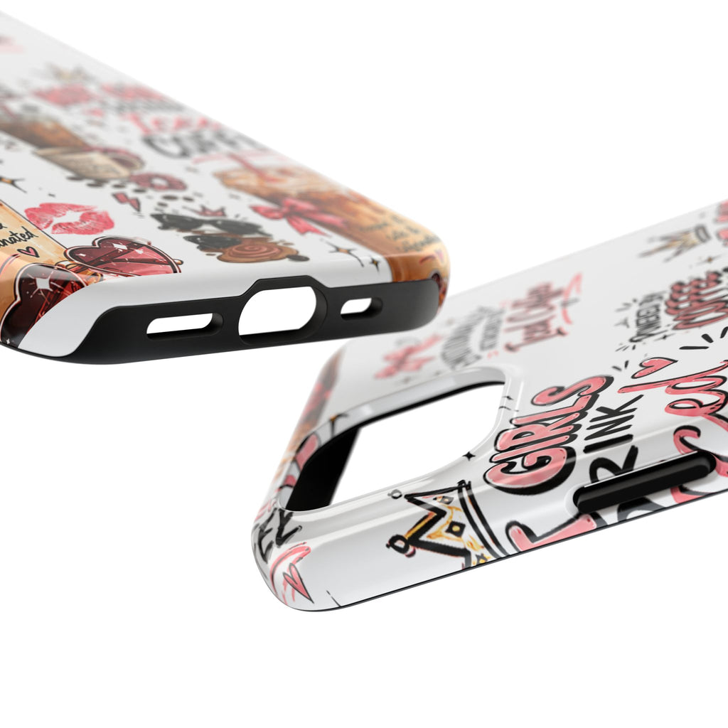 Iced Coffee Pattern Phone Case – "Powered by Coffee & Chaos" Tough Protective Case