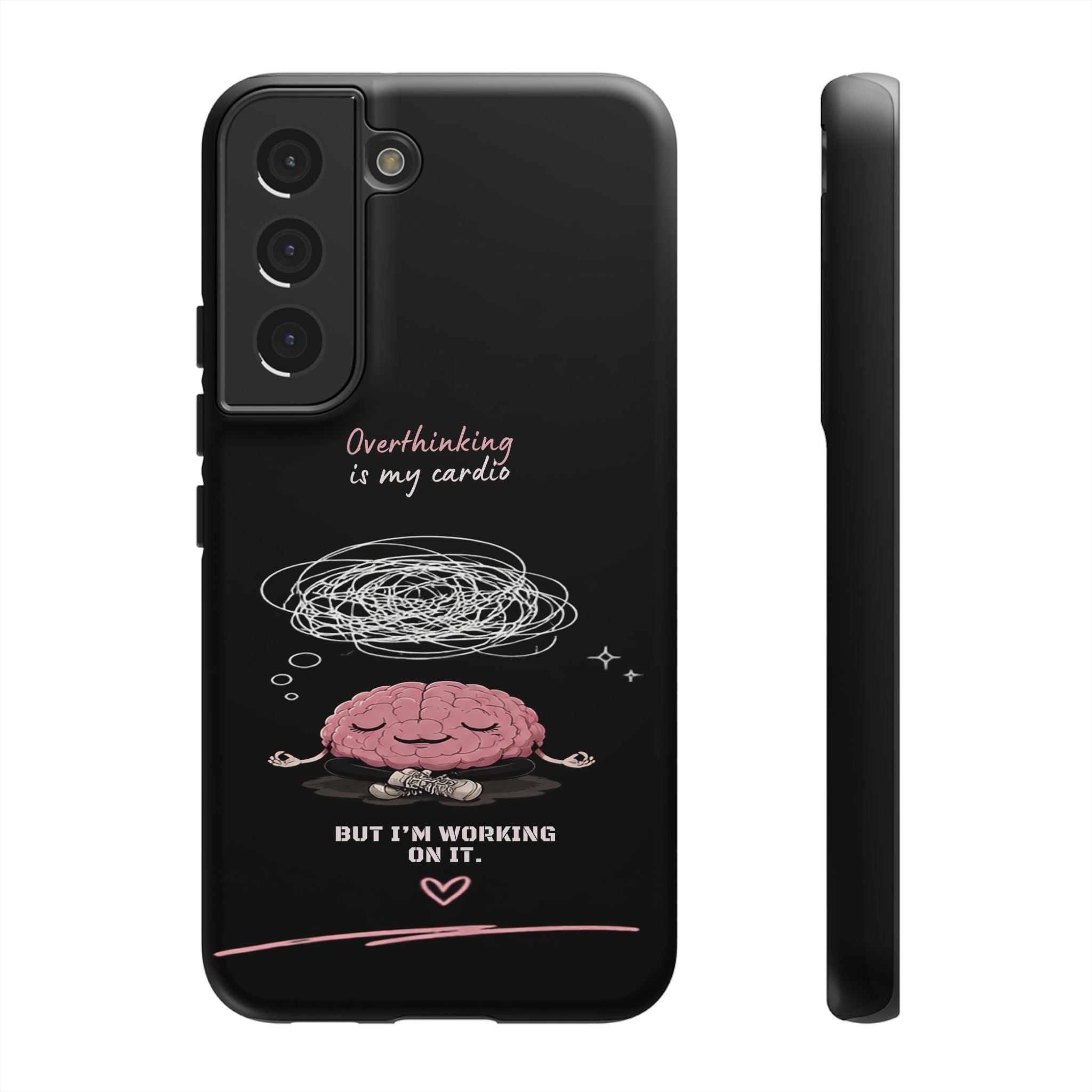 Phone Case — "Overthinking Is My Cardio" Cute Meditating Brain Protective Case