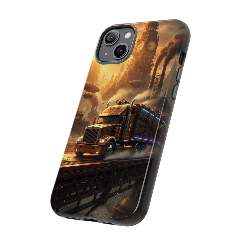 Steampunk Freightliner Phone Case — Rugged Trucking Cityscape iPhone Cover