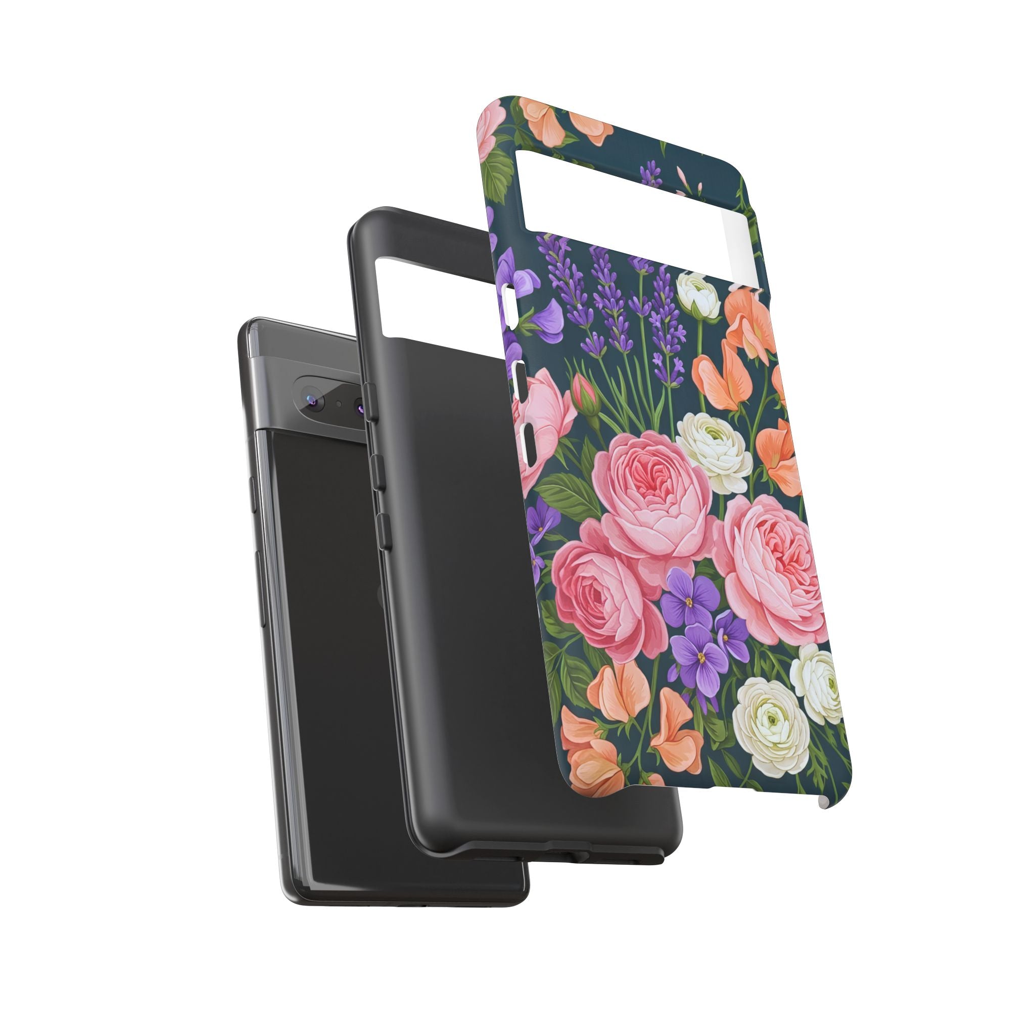 Floral Bouquet Phone Case — Vintage Roses & Lavender Protective Cover