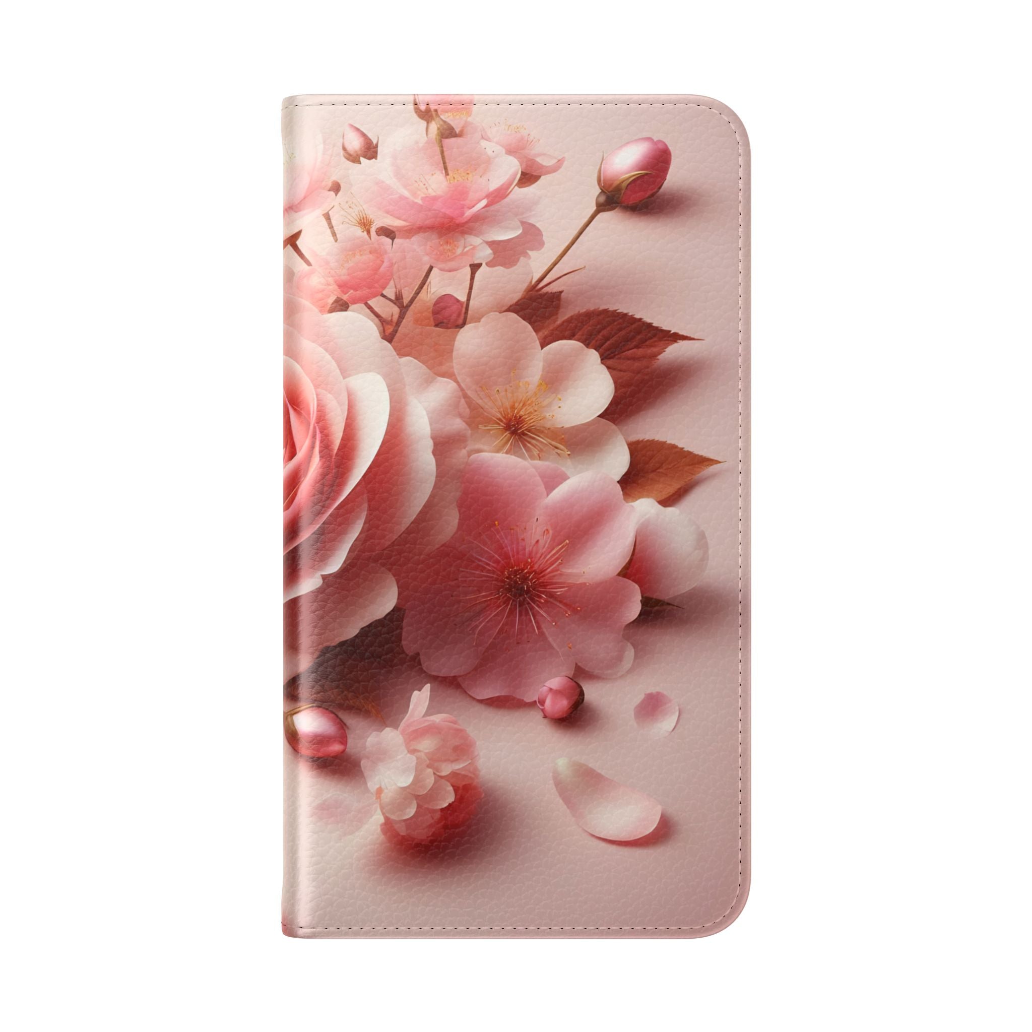 Floral Rose Flip Case — Pink Blossom Wallet Phone Cover