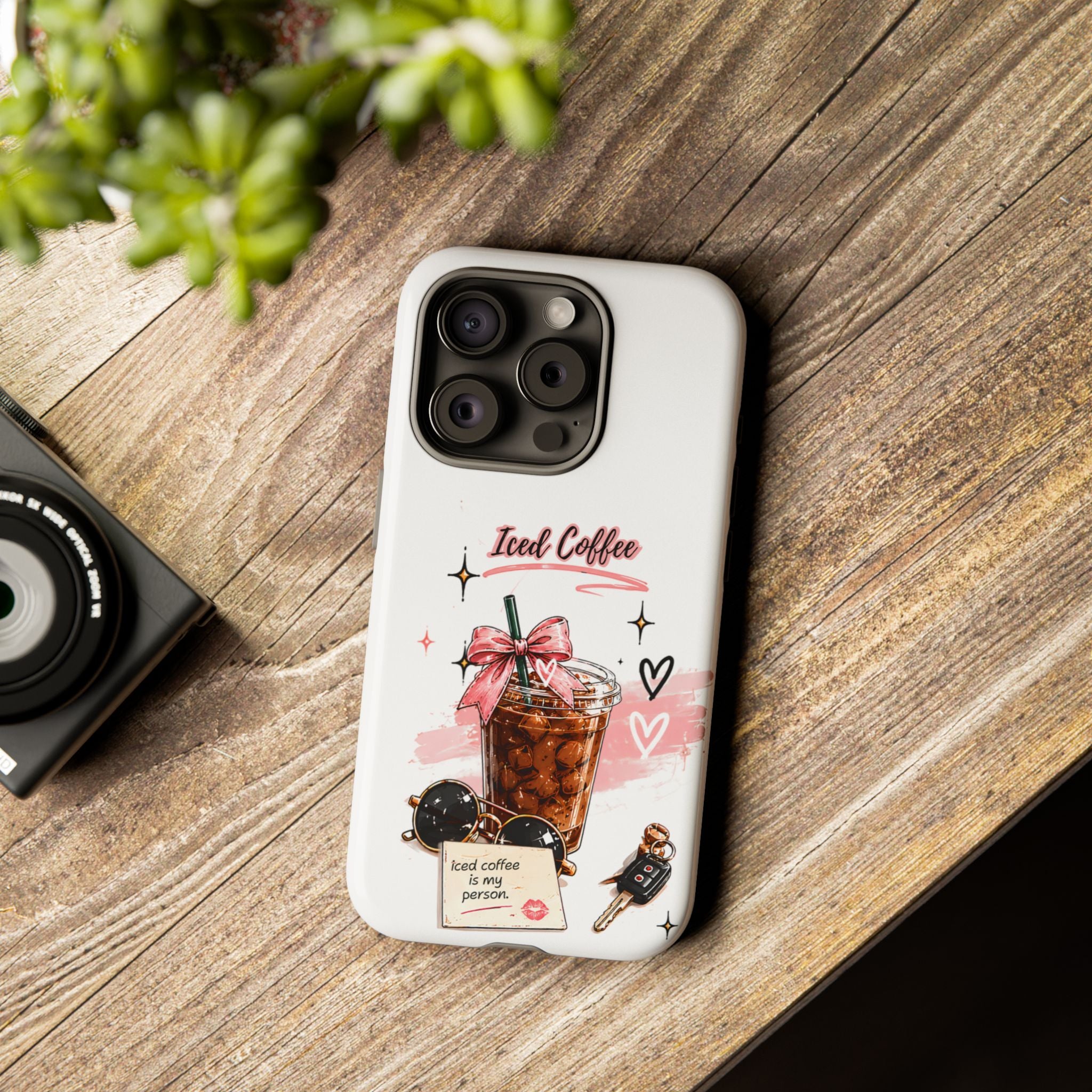 Iced Coffee Phone Case – Cute Pink Boba Design ("Iced coffee is my person")