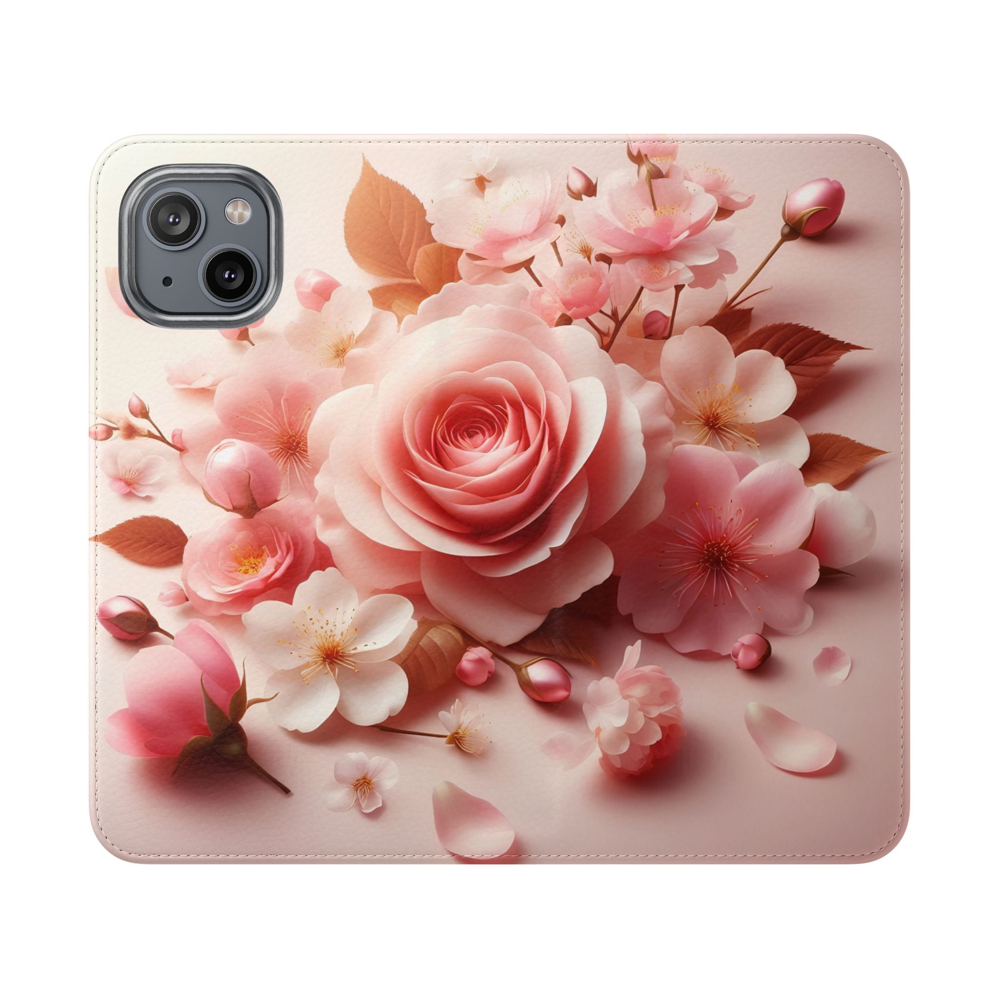 Floral Rose Flip Case — Pink Blossom Wallet Phone Cover