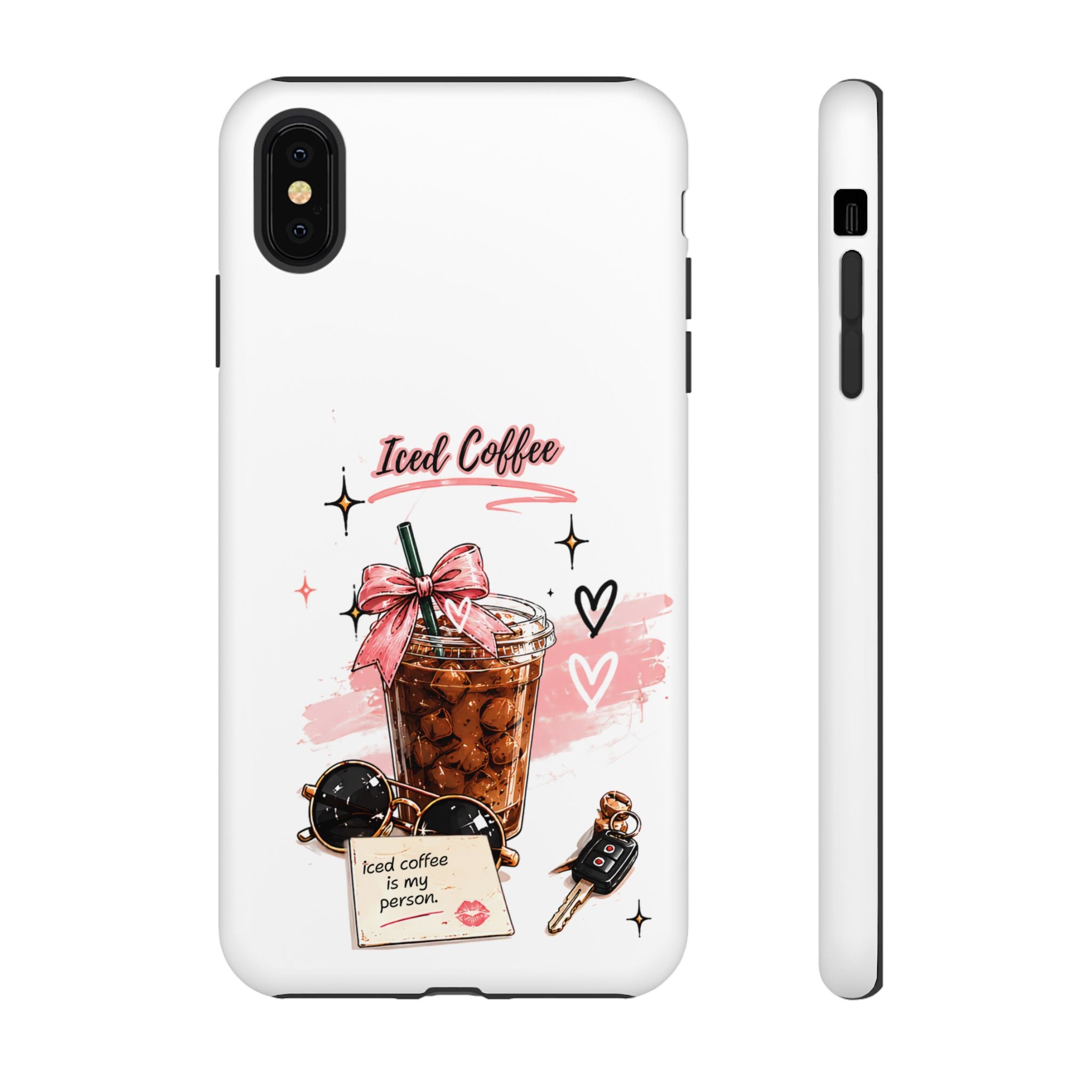 Iced Coffee Phone Case – Cute Pink Boba Design ("Iced coffee is my person")