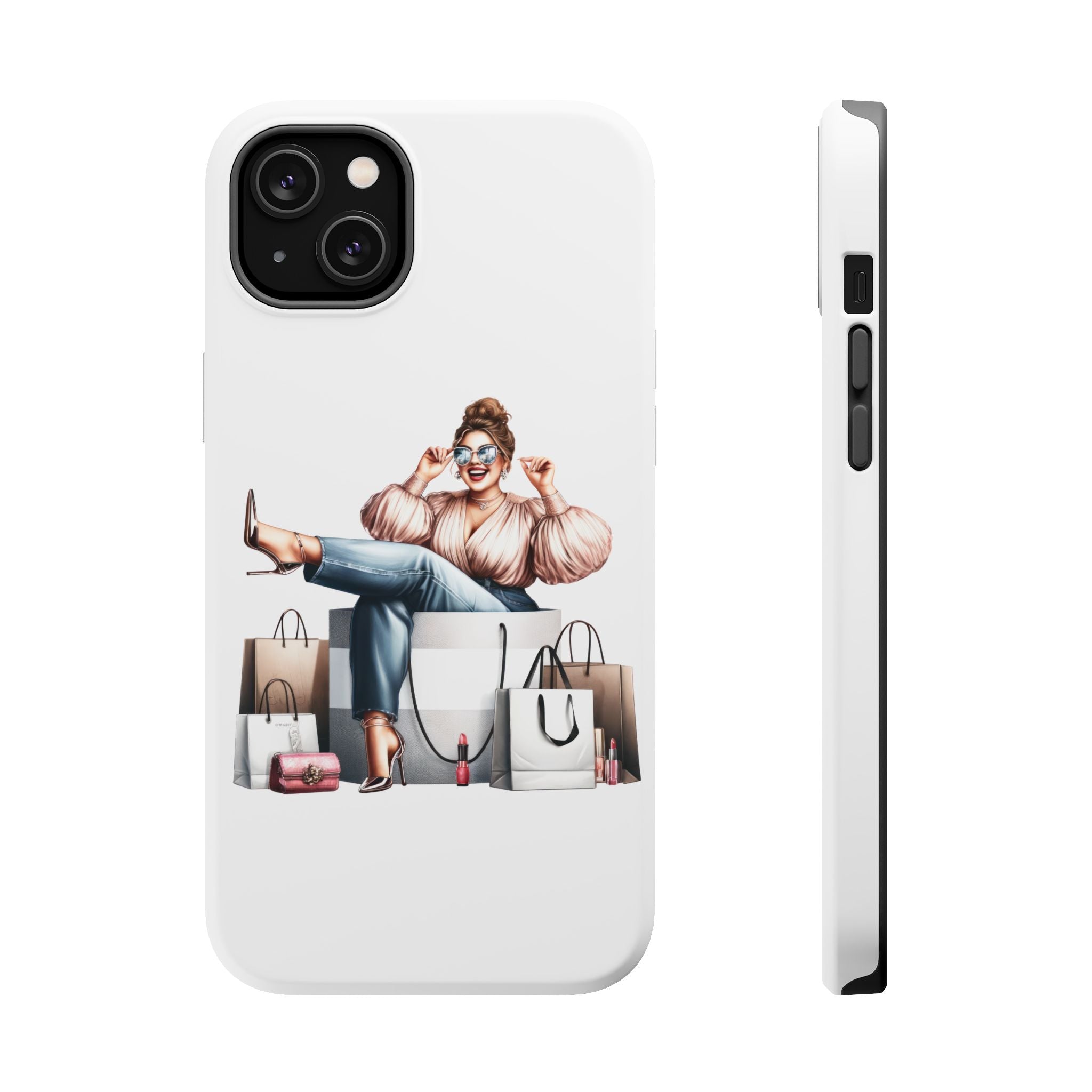Magnetic Impact-Resistant Case — Luxury Shopper Goddess on Clouds Phone Cover