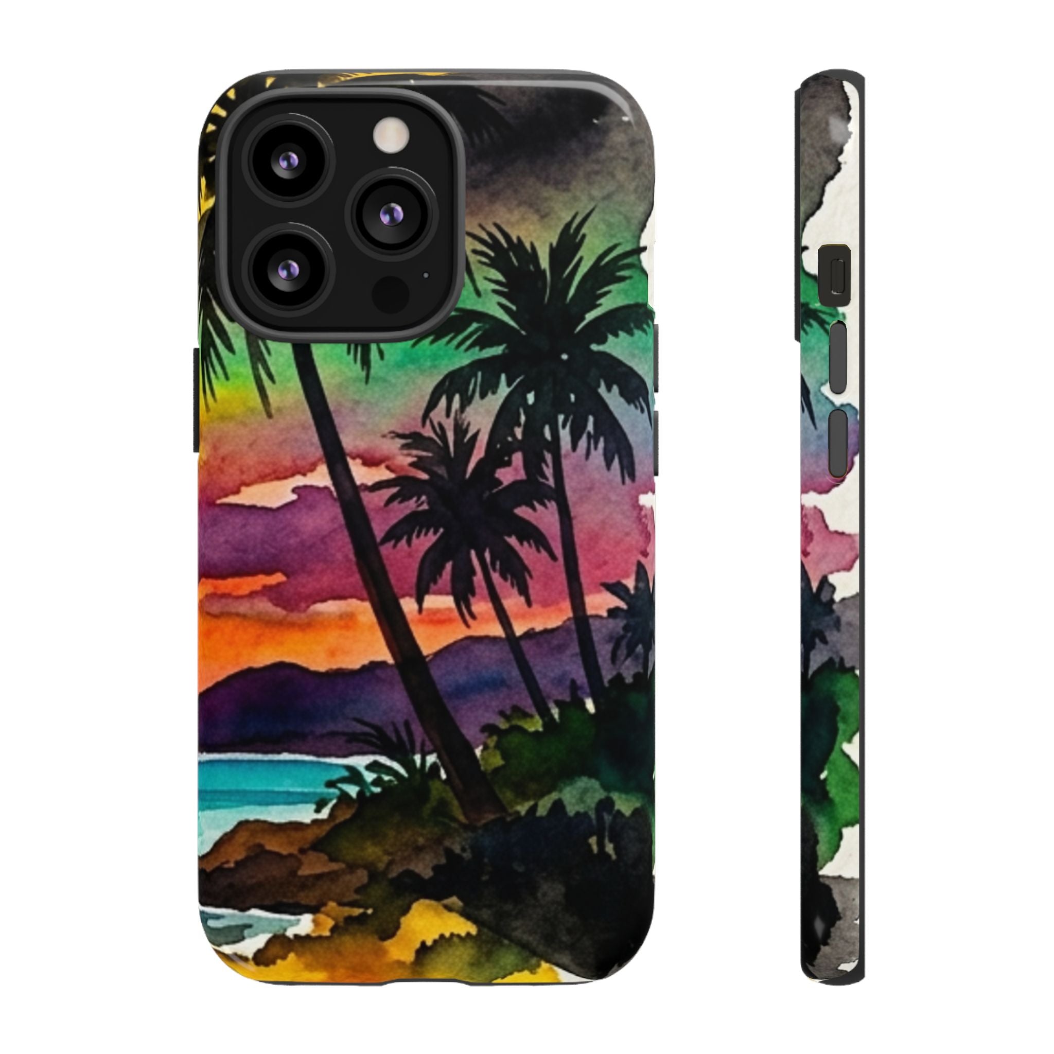 Tropical Sunset Phone Case – Palm Tree Beach Protective Cover