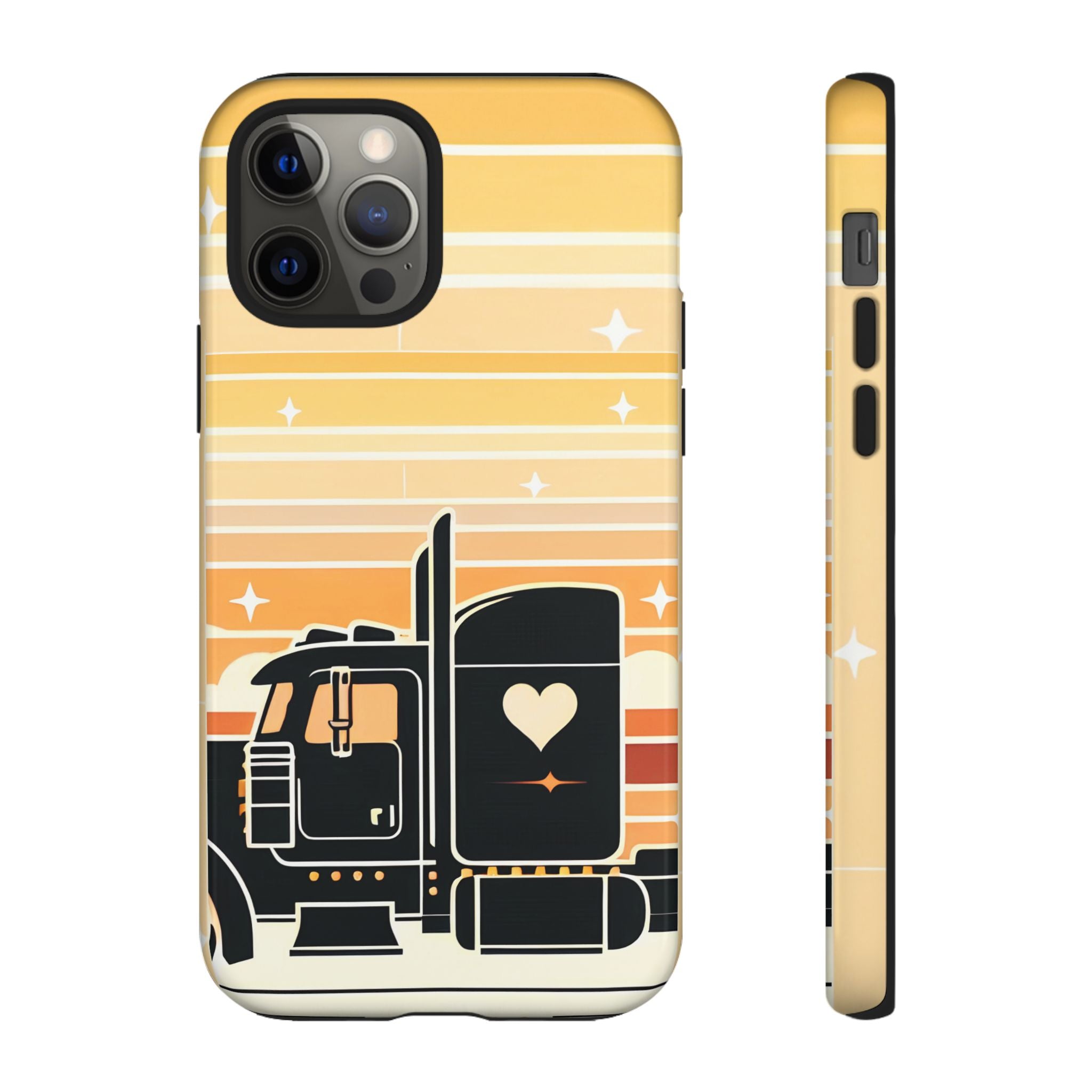 Trucker Heart Phone Case — Retro Semi Truck Protective Phone Cover