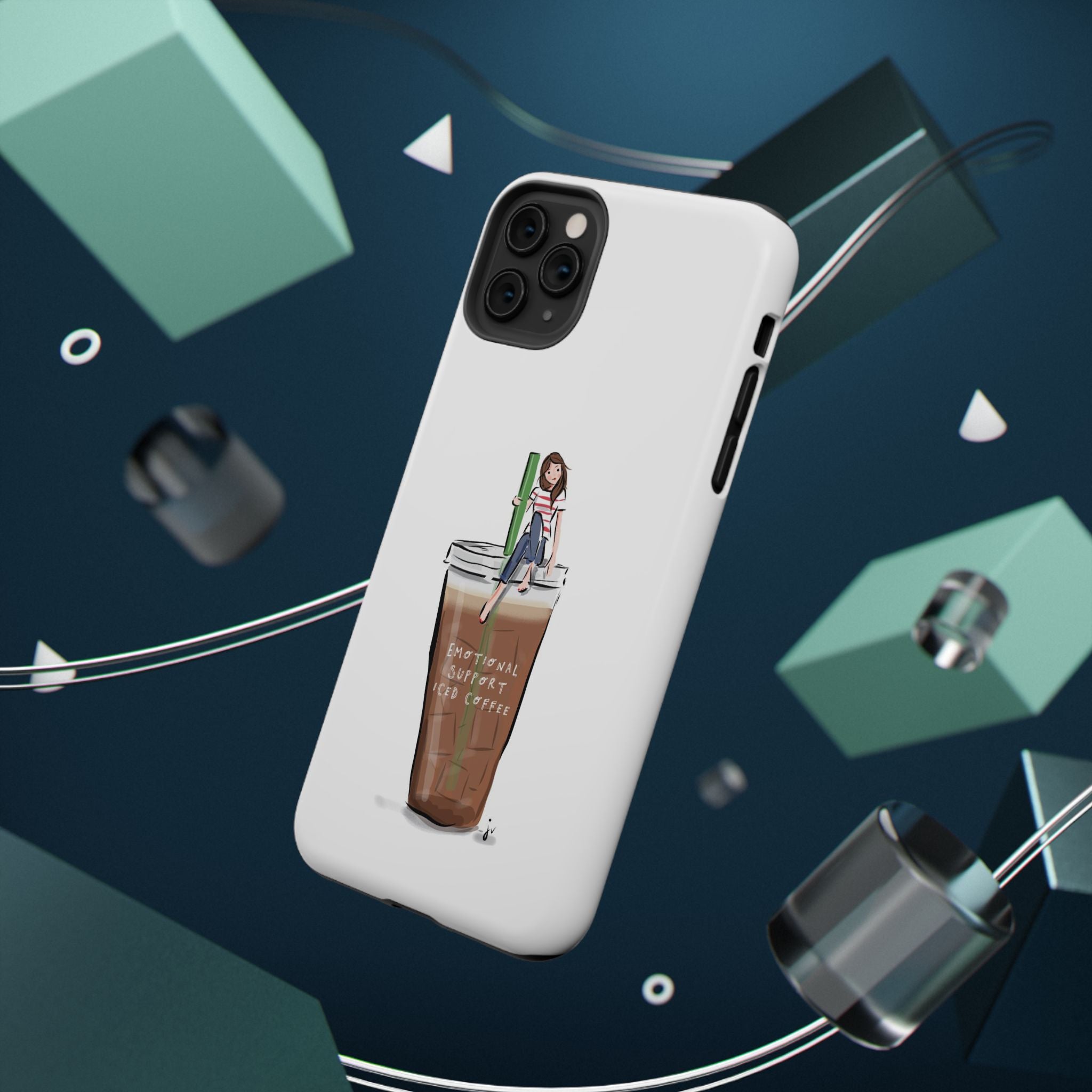 Iced Coffee & Me Phone Case — Cute Illustration 'Emotional Support Iced Coffee' Impact-Resistant Case