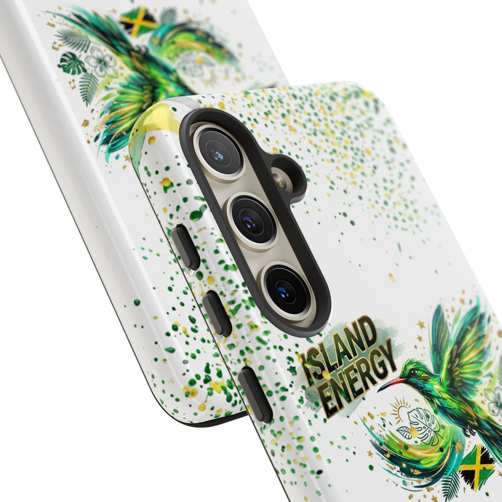 Island Energy Tough Phone Case — Colorful Hummingbird & Tropical Sunset Protective Cover