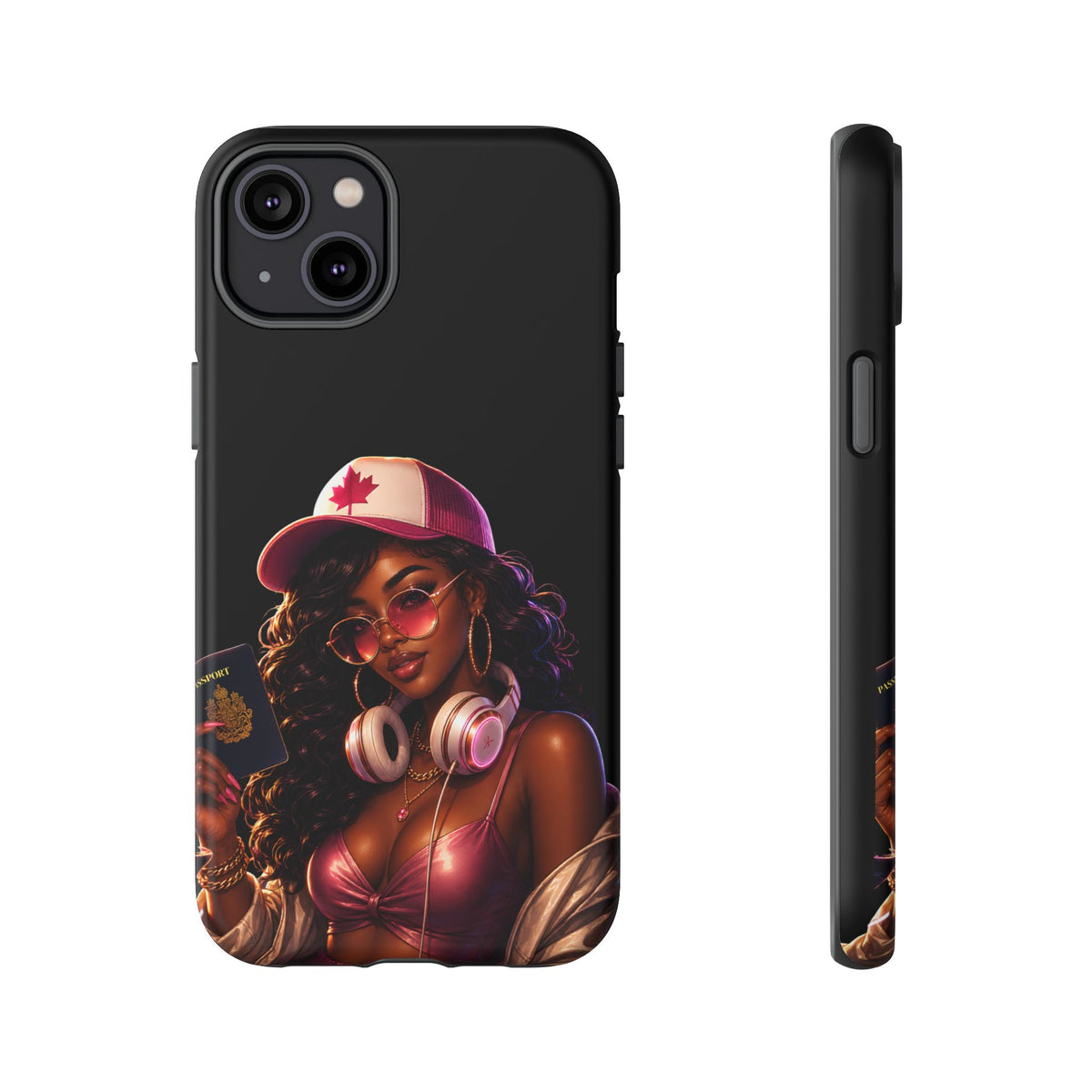 Phone Case - Cool Urban Woman with Headphones & Maple Hat