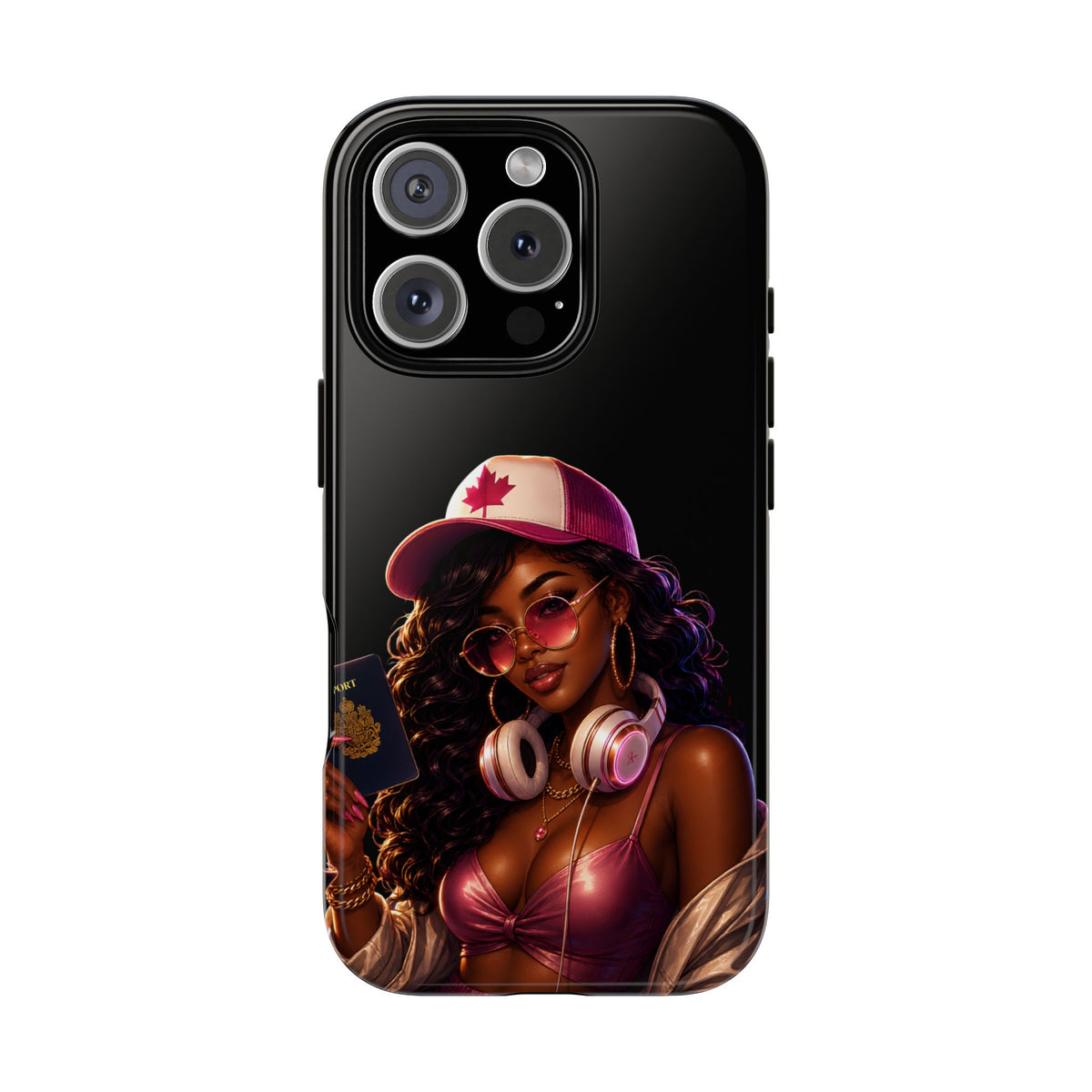 Phone Case - Cool Urban Woman with Headphones & Maple Hat