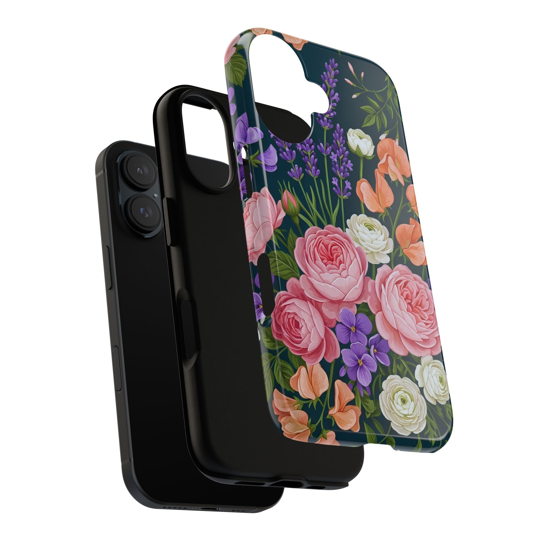 Floral Bouquet Phone Case — Vintage Roses & Lavender Protective Cover