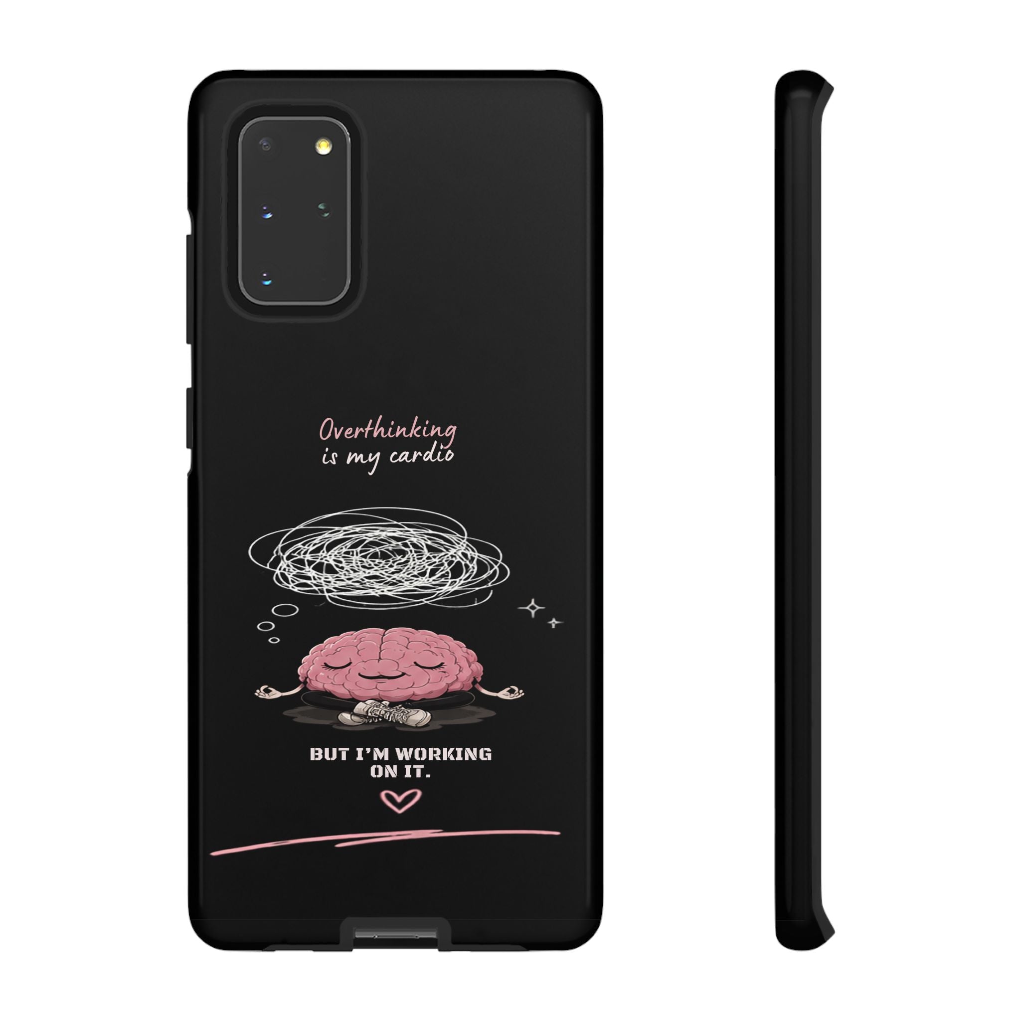 Phone Case — "Overthinking Is My Cardio" Cute Meditating Brain Protective Case