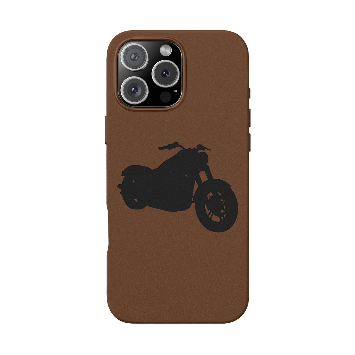 Engraved PU Leather Phone Case — Motorcycle Silhouette