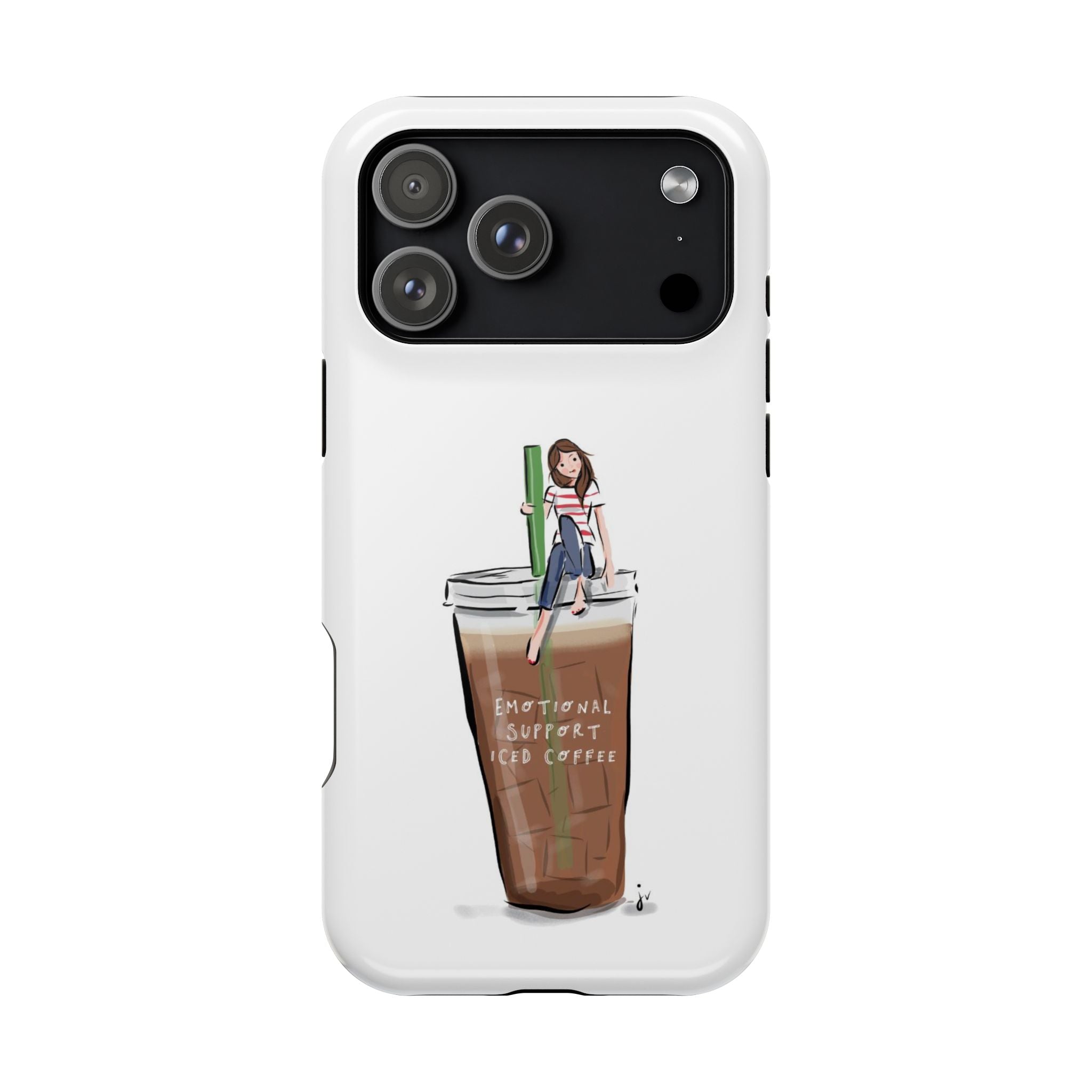 Iced Coffee & Me Phone Case — Cute Illustration 'Emotional Support Iced Coffee' Impact-Resistant Case