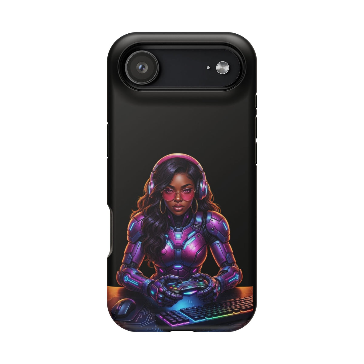 Gamer Girl Cyber Armor Phone Case — Impact‑Resistant Protective Cover