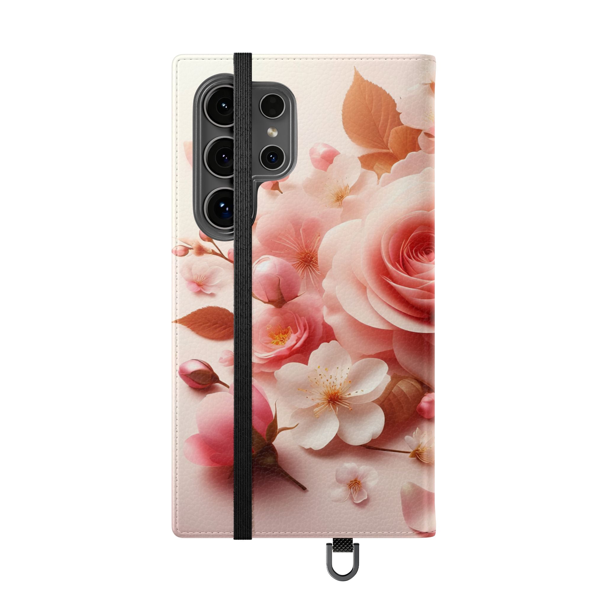 Floral Rose Flip Case — Pink Blossom Wallet Phone Cover