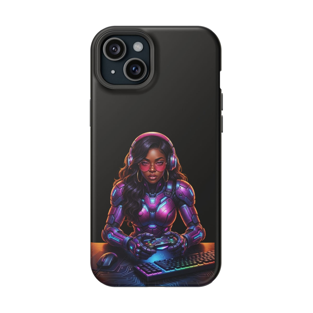 Gamer Girl Cyber Armor Phone Case — Impact‑Resistant Protective Cover