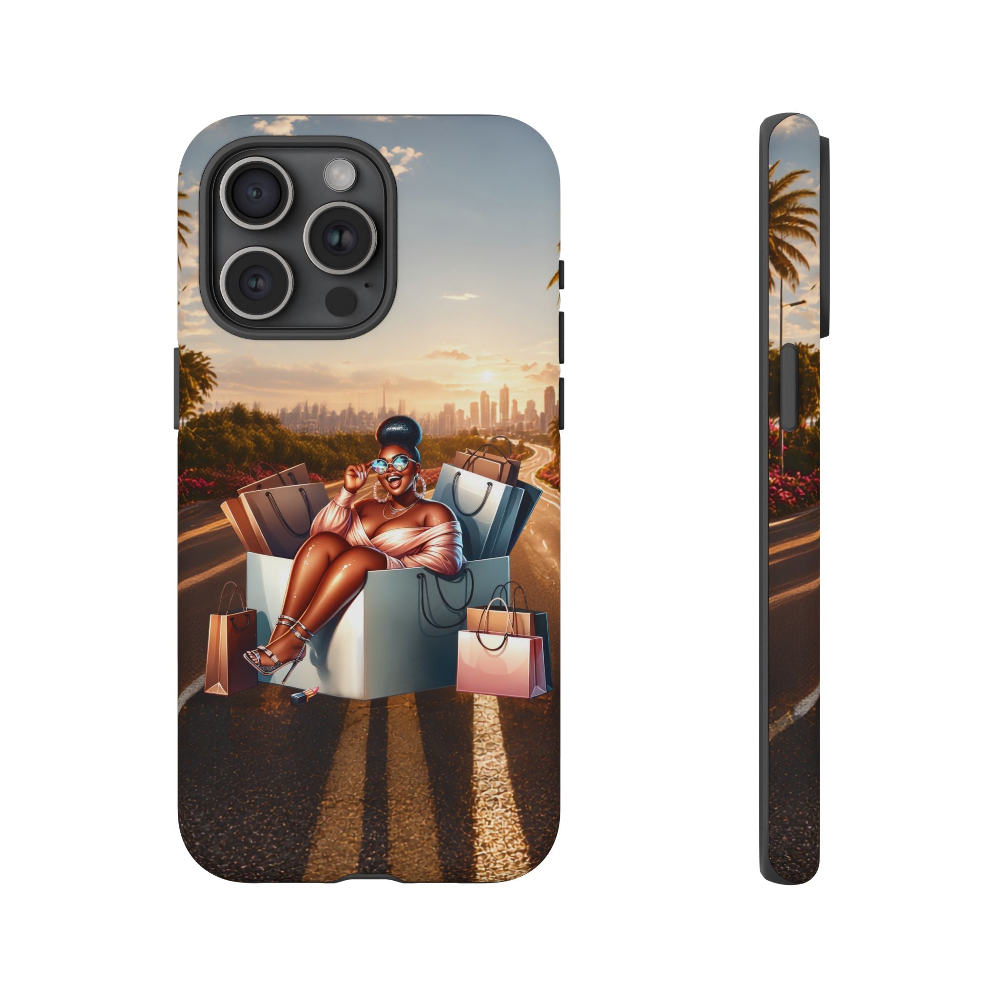 Phone Case — Chic Shopper Illustration on Cloud Background