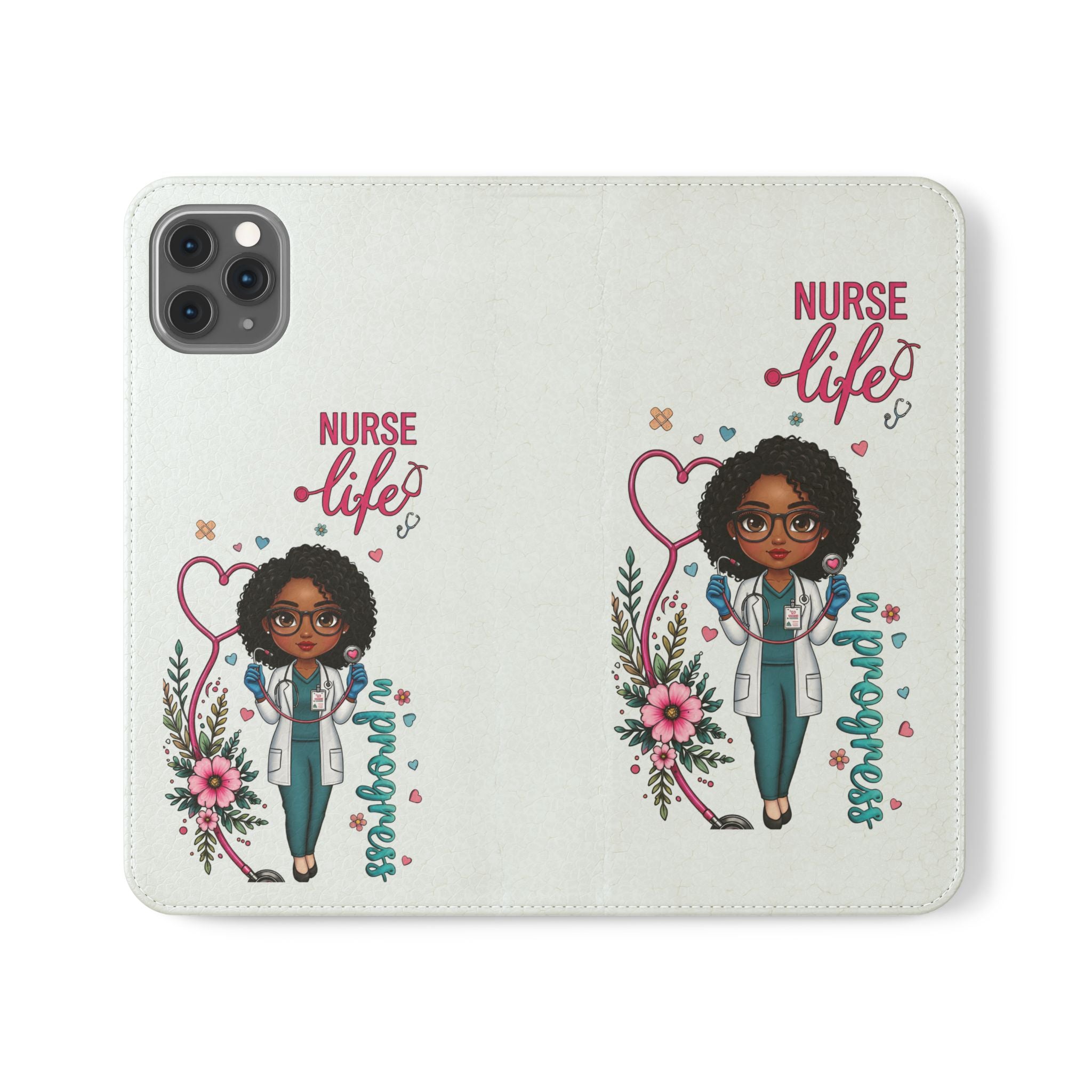 Nurse Life Floral Flip Phone Case - Medical RN Wallet Cover