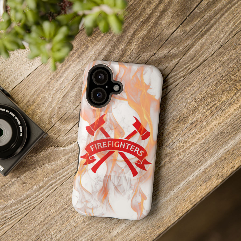 Firefighters Magnetic Impact-Resistant Phone Case — Flame Design with Maltese Cross