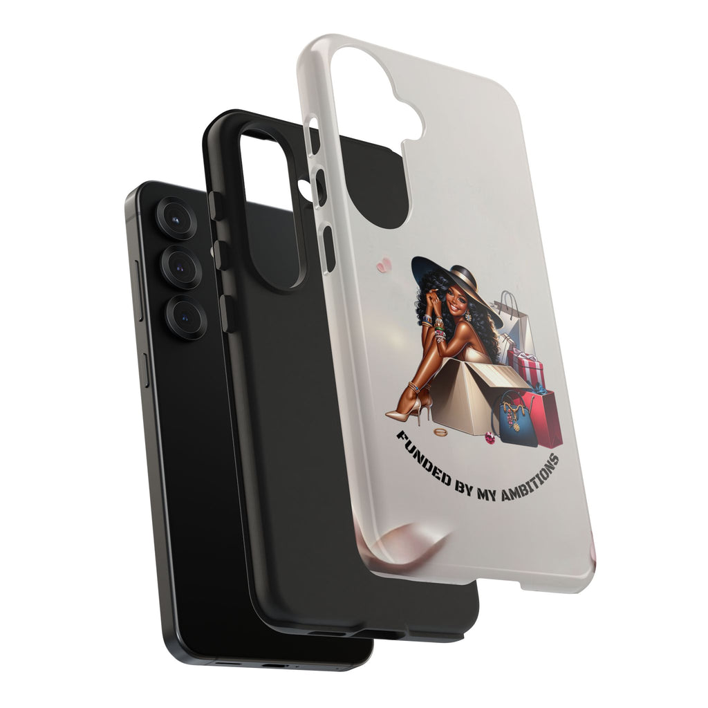 Chic Shopper Tough Phone Case — Stylish Black Woman with Shopping Bags