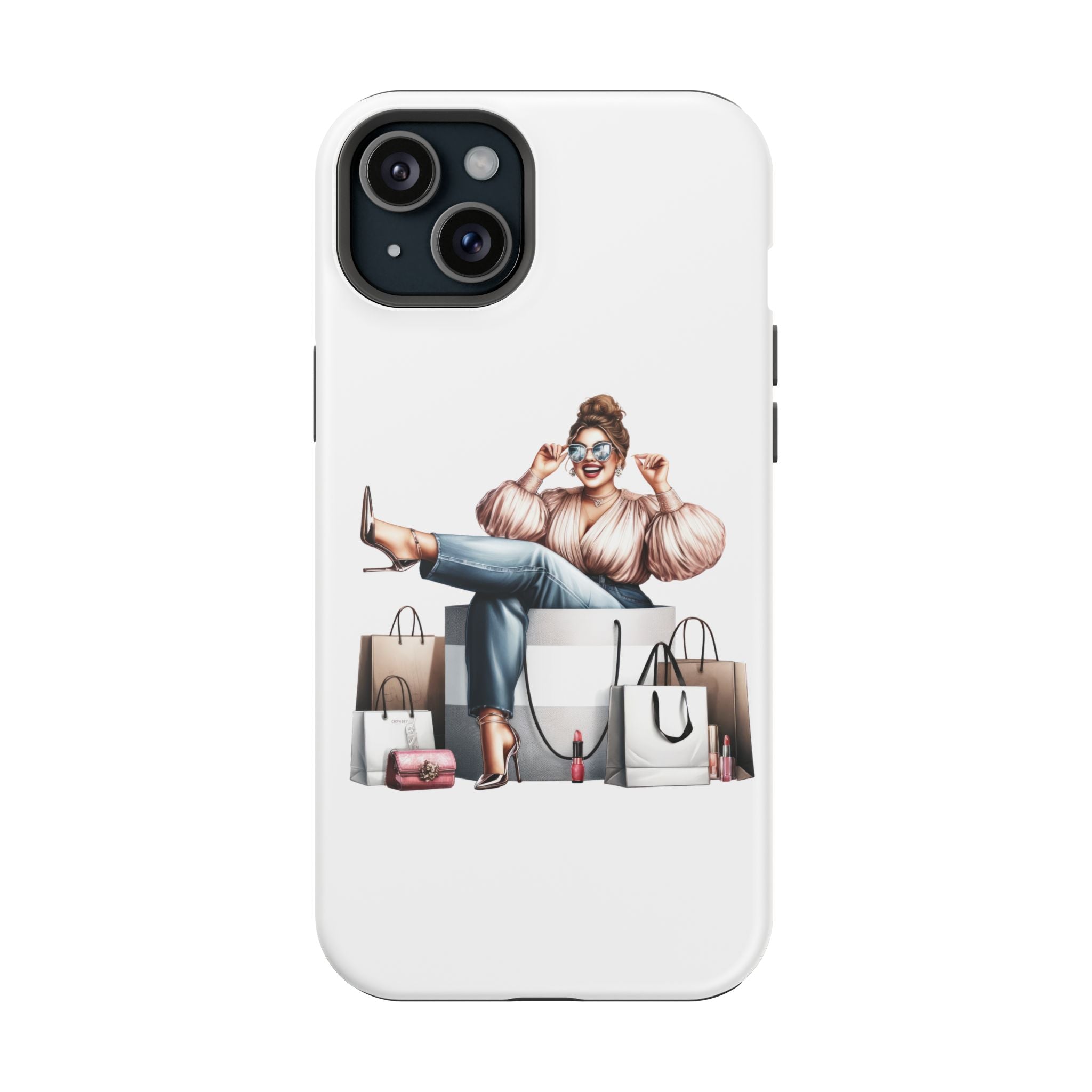 Magnetic Impact-Resistant Case — Luxury Shopper Goddess on Clouds Phone Cover