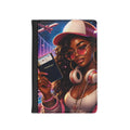 Stylish Traveler Passport Cover — Afrocentric Jetsetter Design with Headphones & Plane