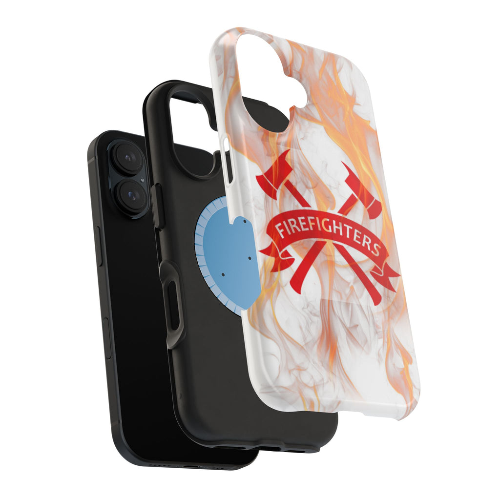 Firefighters Magnetic Impact-Resistant Phone Case — Flame Design with Maltese Cross
