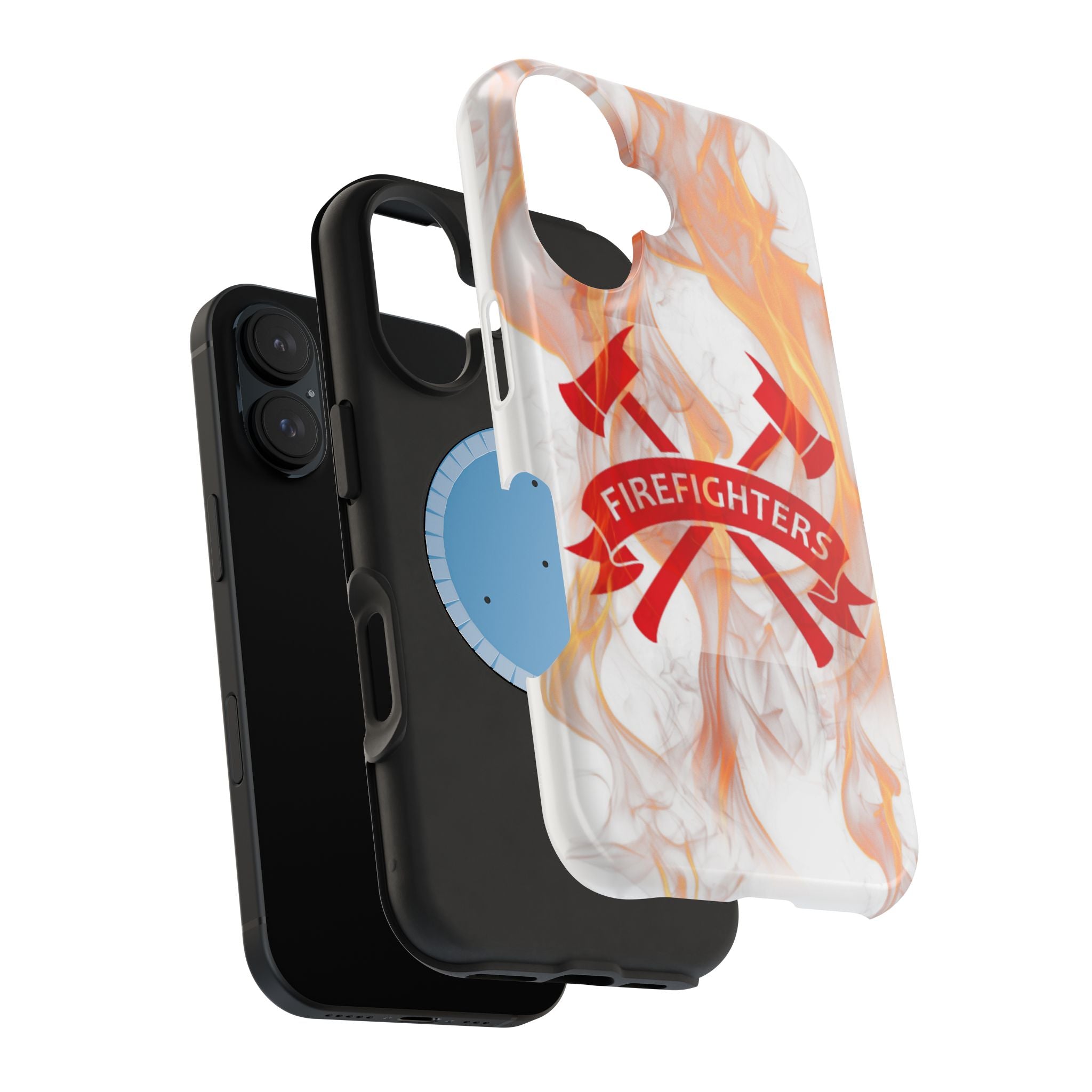 Firefighters Magnetic Impact-Resistant Phone Case — Flame Design with Maltese Cross