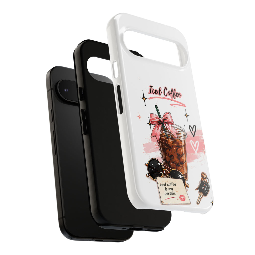 Iced Coffee Phone Case – Cute Pink Boba Design ("Iced coffee is my person")