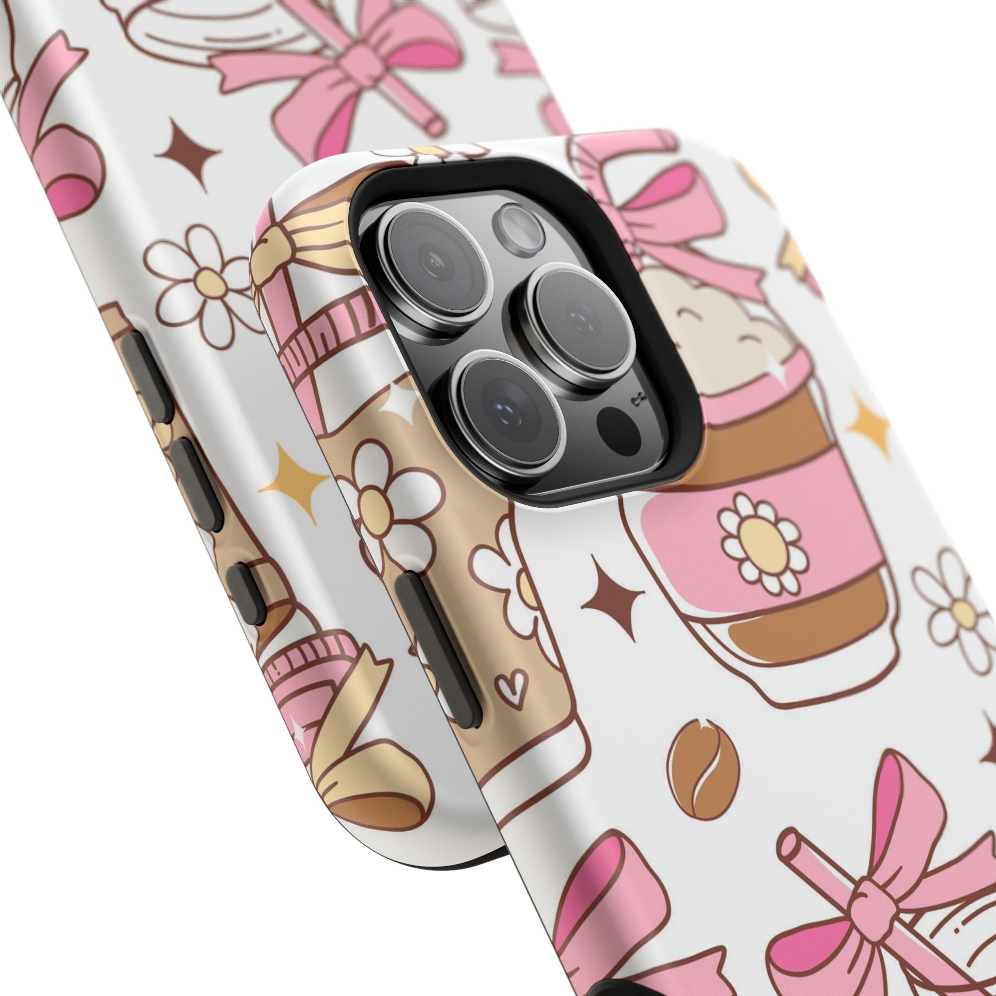 Cute Pink Coffee & Latte Pattern Impact Phone Case