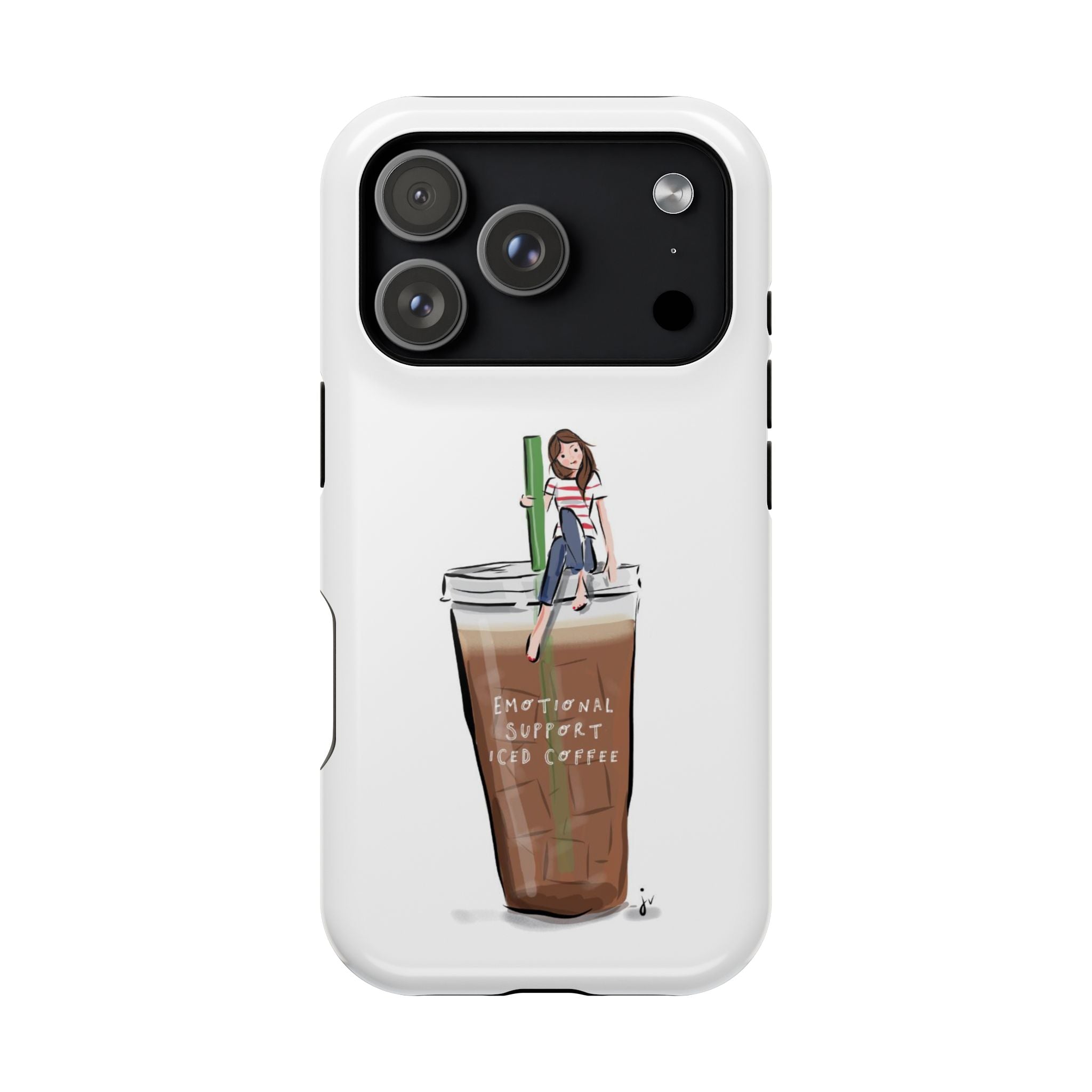 Iced Coffee & Me Phone Case — Cute Illustration 'Emotional Support Iced Coffee' Impact-Resistant Case