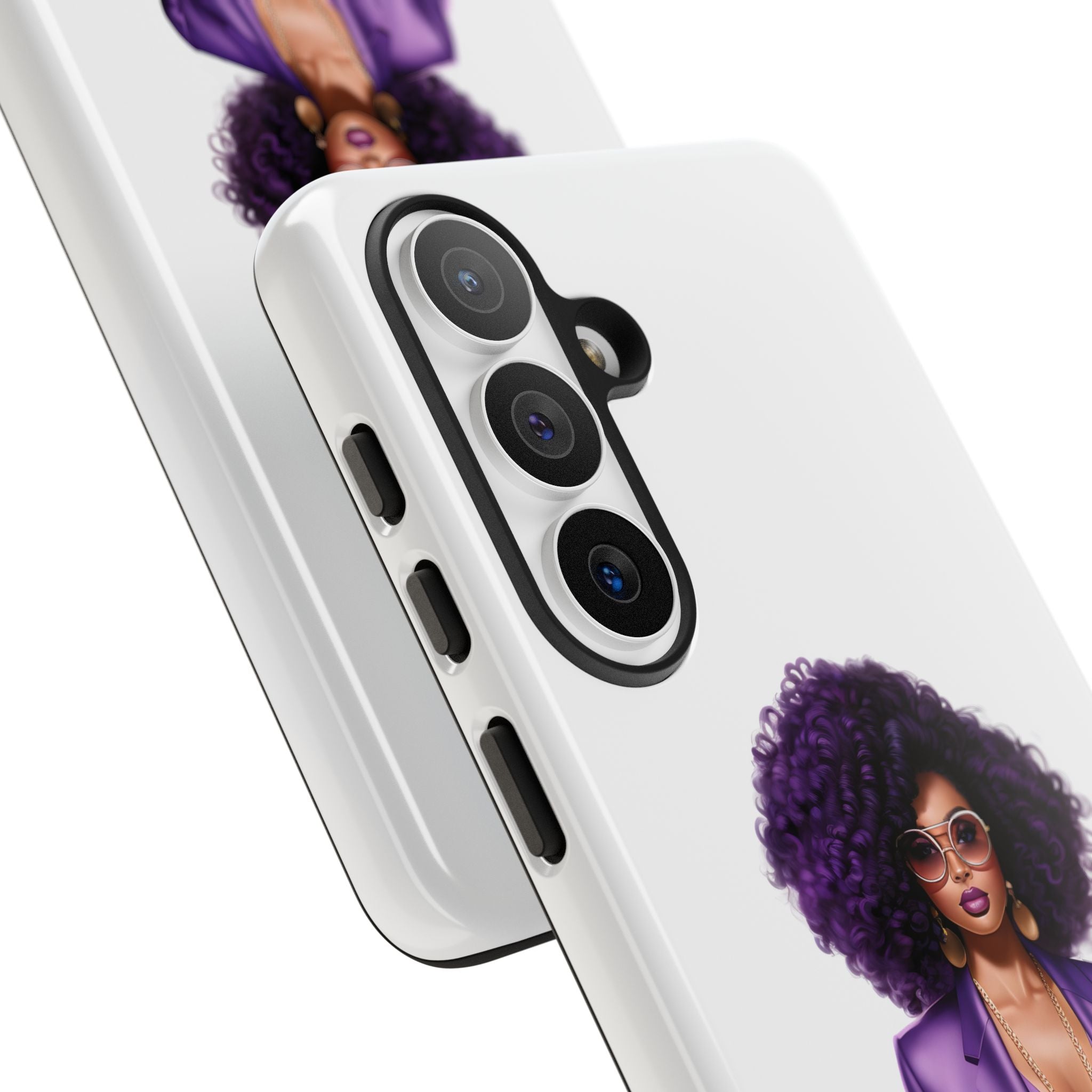 Purple Power Woman Phone Case — Afro Chic Businesswoman Protective Phone Cover